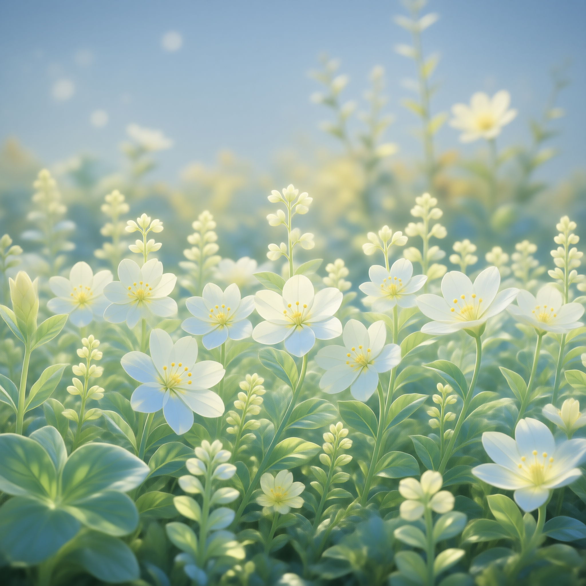 Dreamy White Flower Field