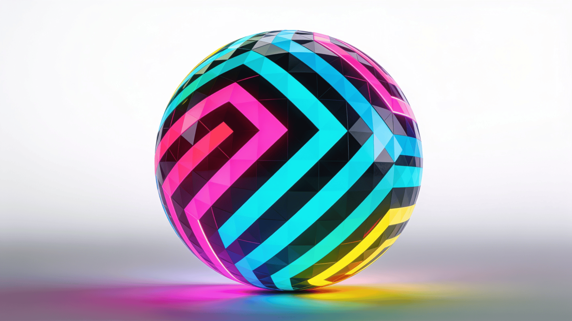 Neon, Bold Geometric Sphere