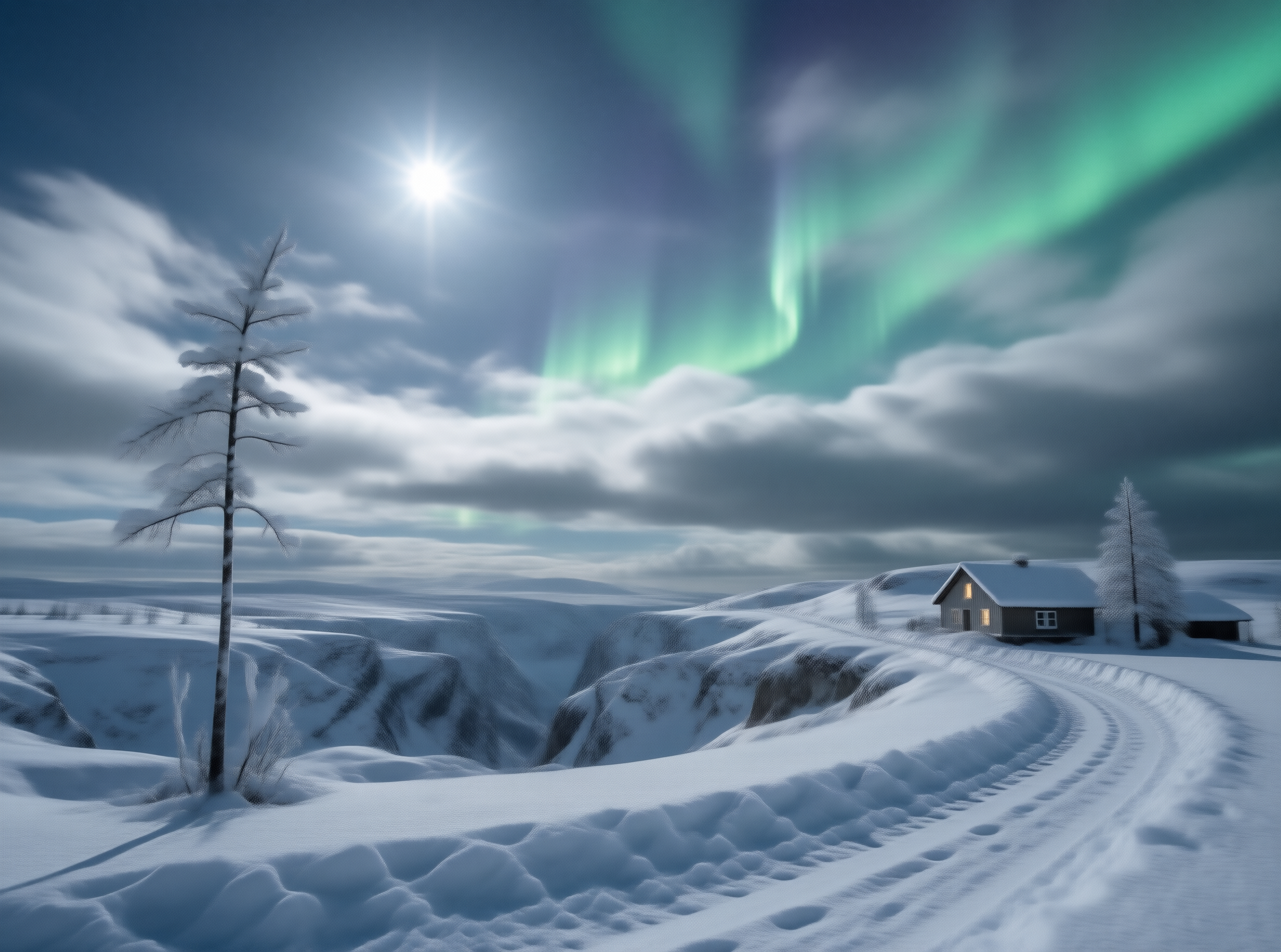 Winter Aurora Landscape
