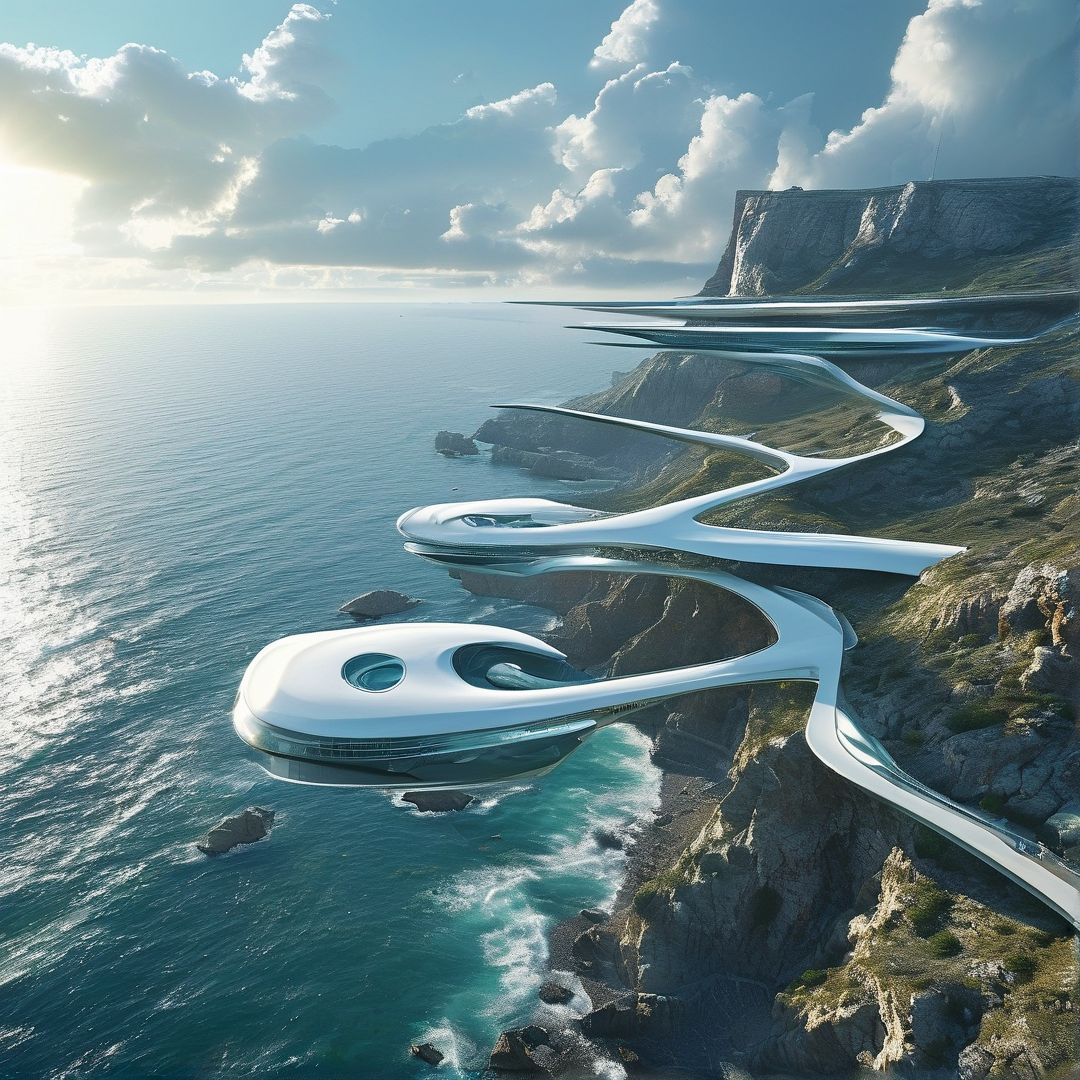 Futuristic Pavilion in Coastal Cliffs