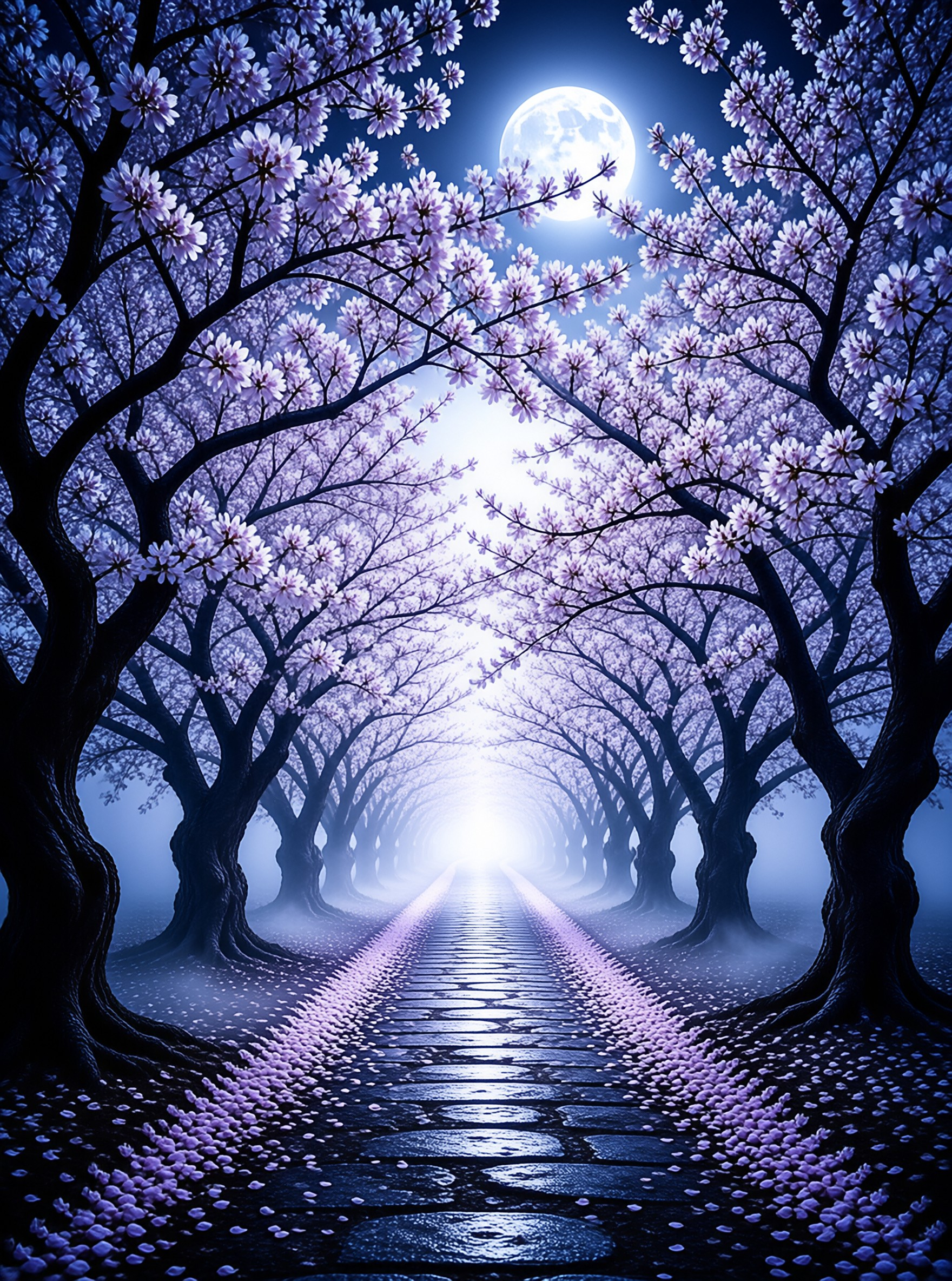 Moonlit Cherry Blossom Path