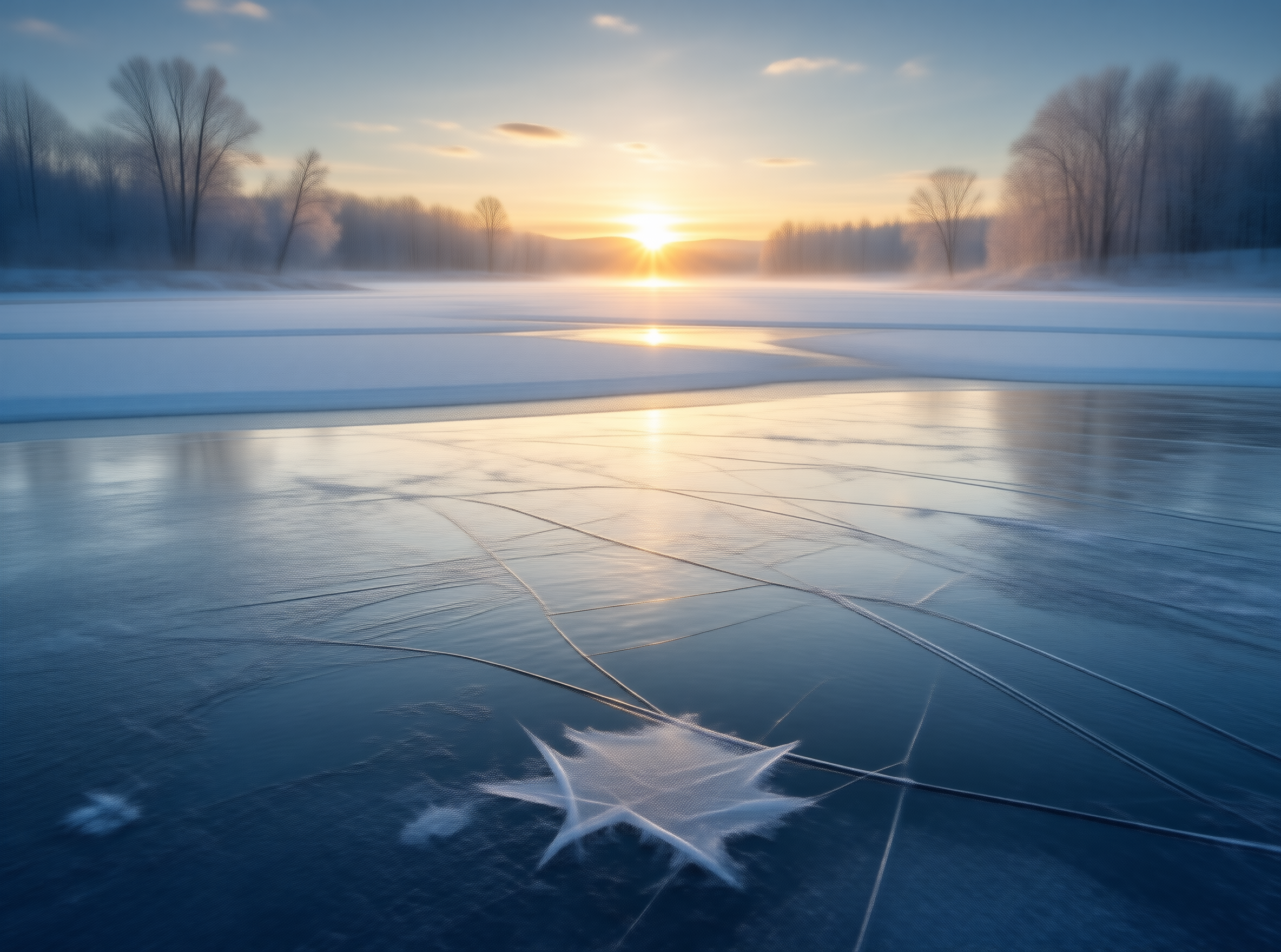 Sunrise on Frozen Lake