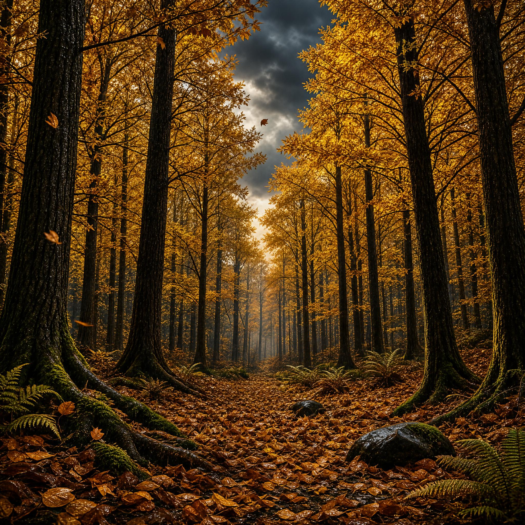 Golden Autumn Forest Scene