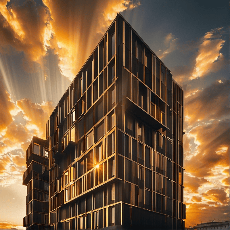 Modern Building at Sunset