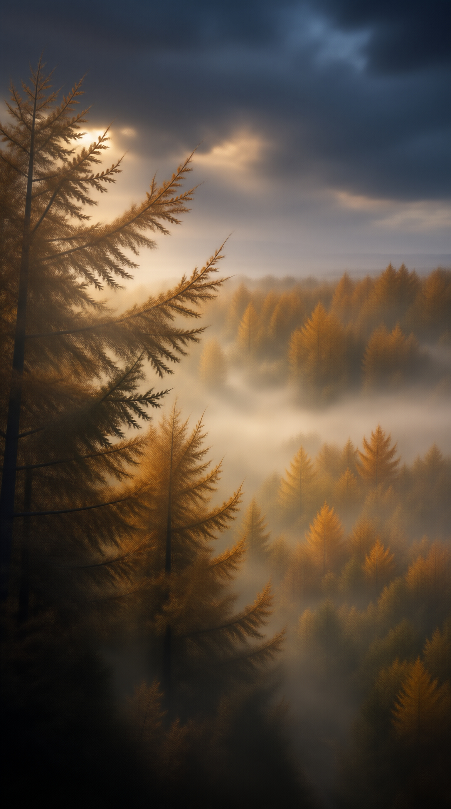 Misty Autumn Forest at Dusk