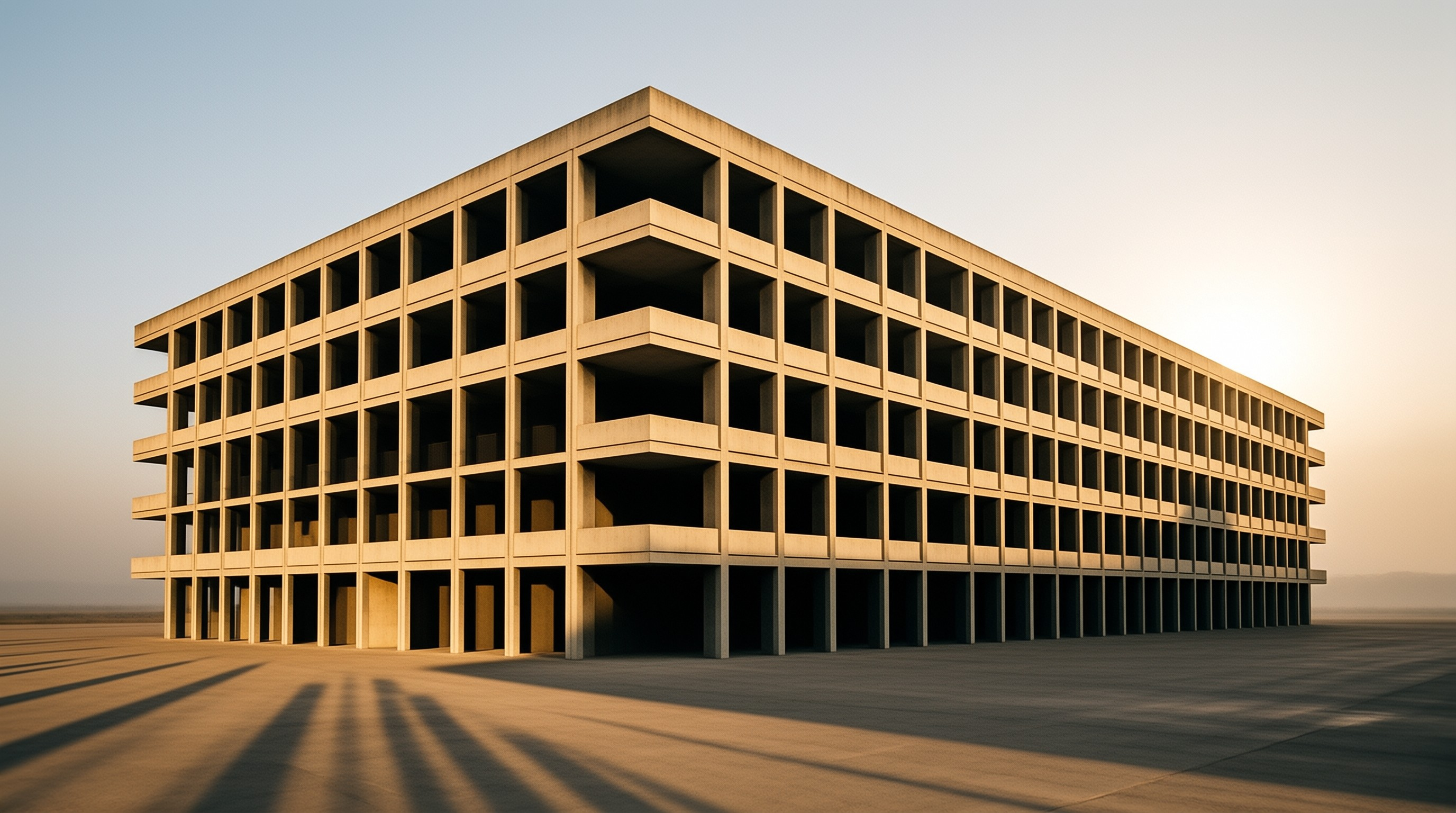 Isolated Brutalist Building