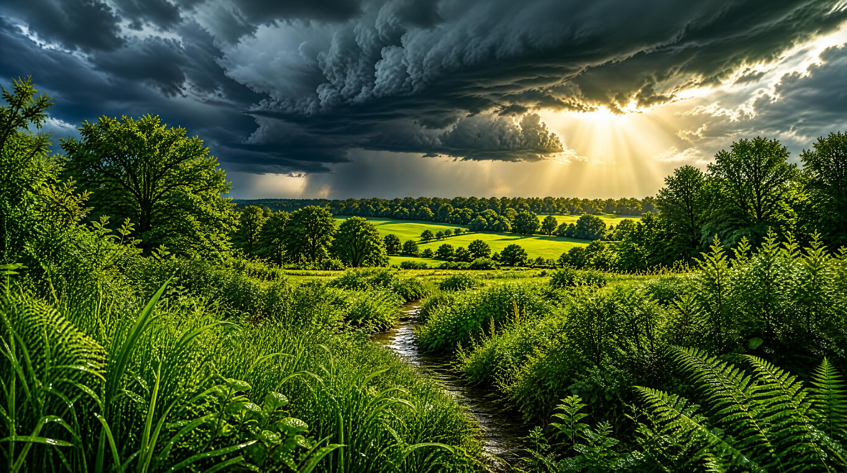 Sunbeams Over Green Valley