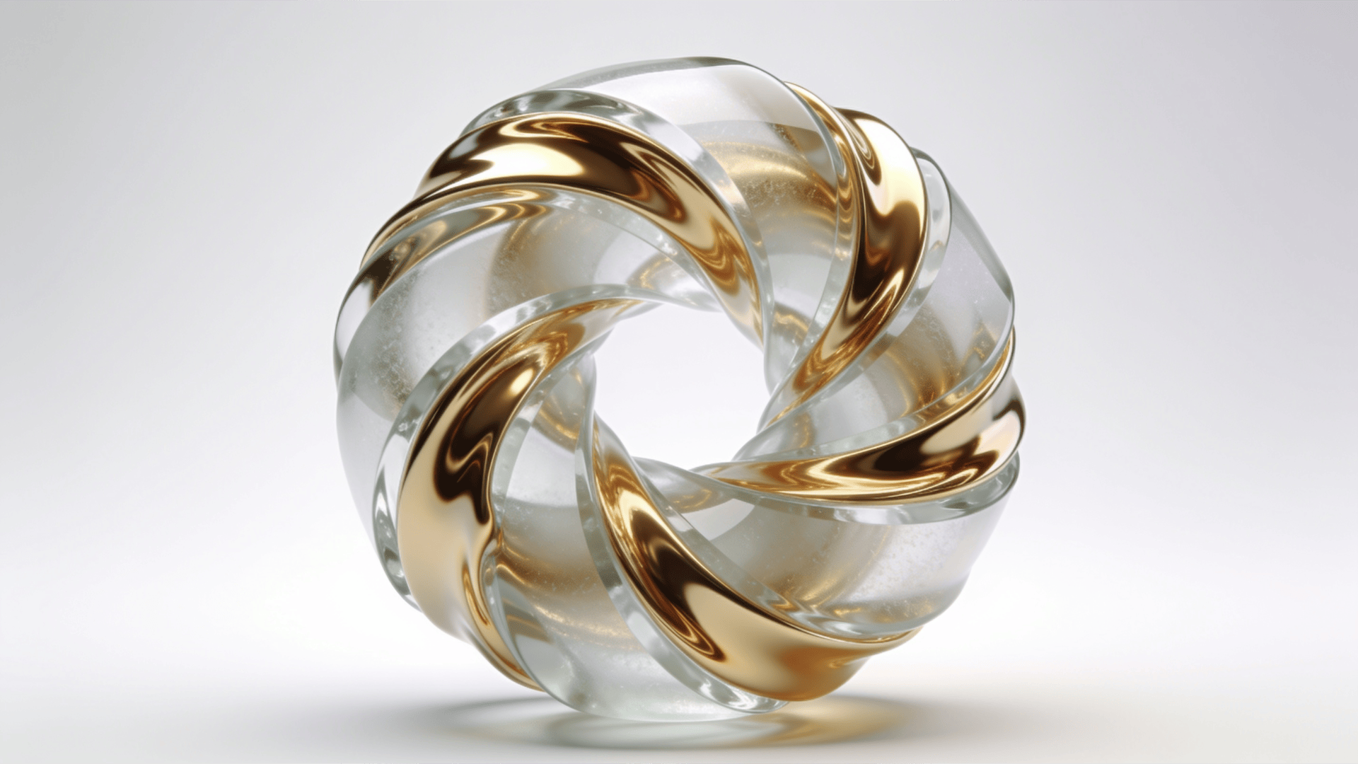 Liquid Gold, Frosted Glass Twisted Torus