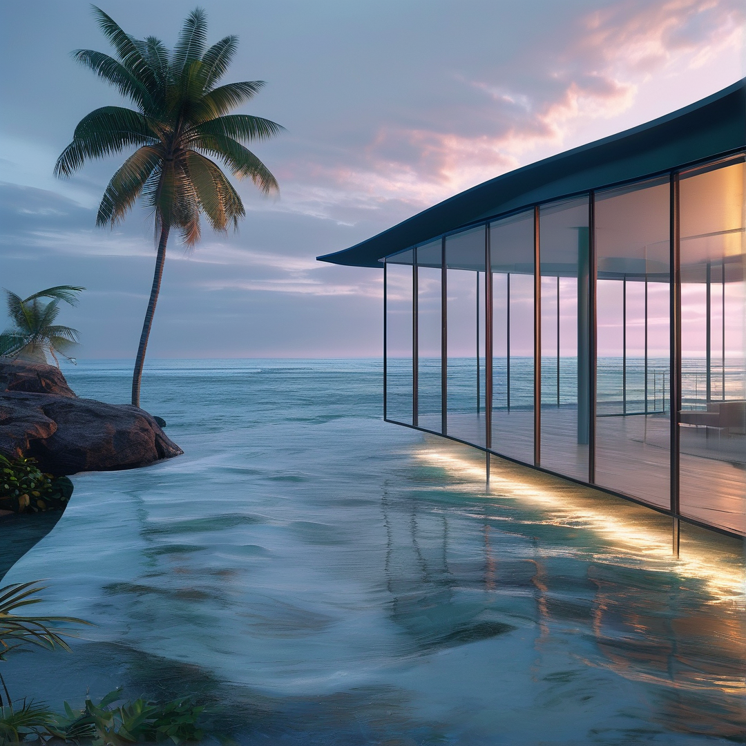 Modern Ocean Villa at Sunset