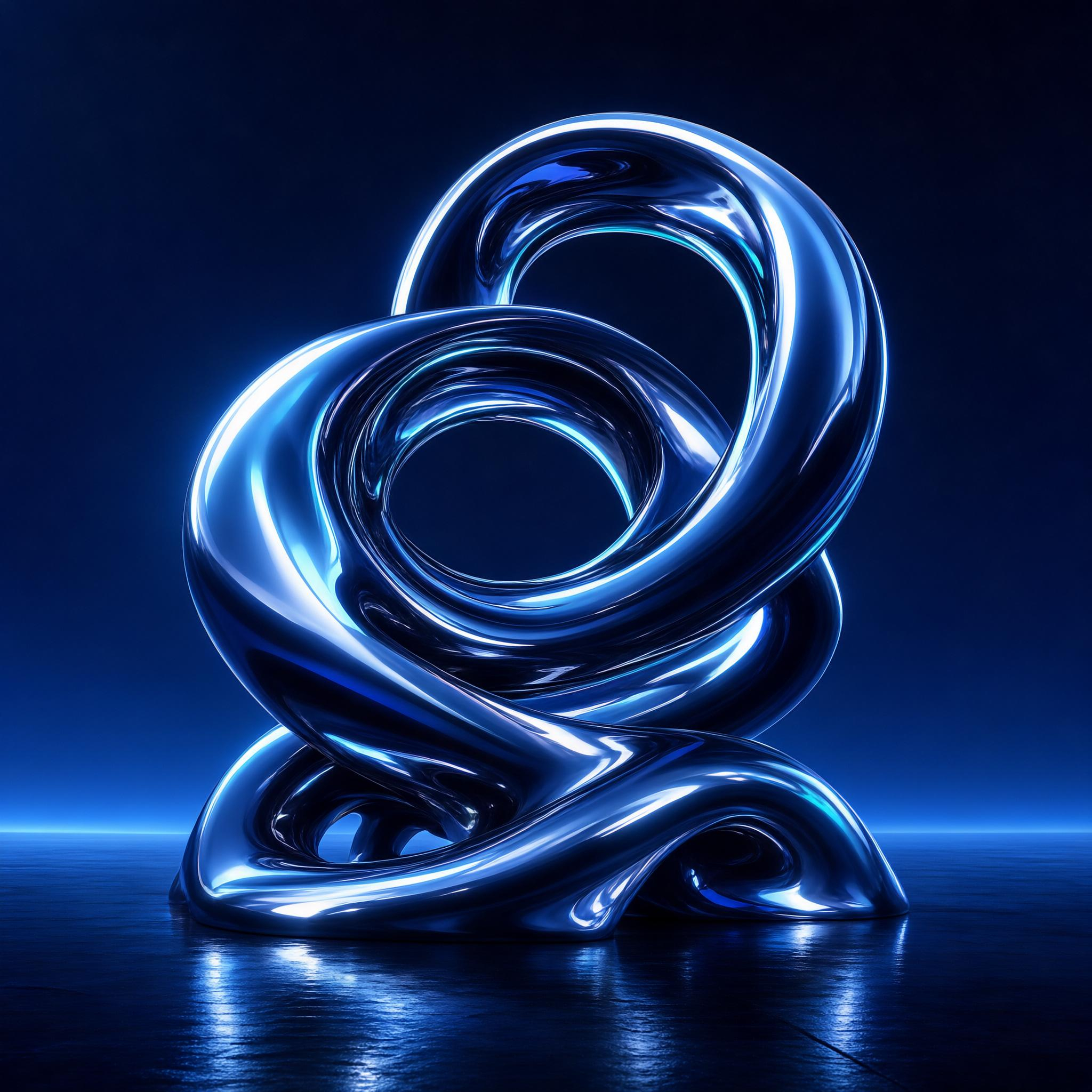 Abstract Blue Metal Sculpture