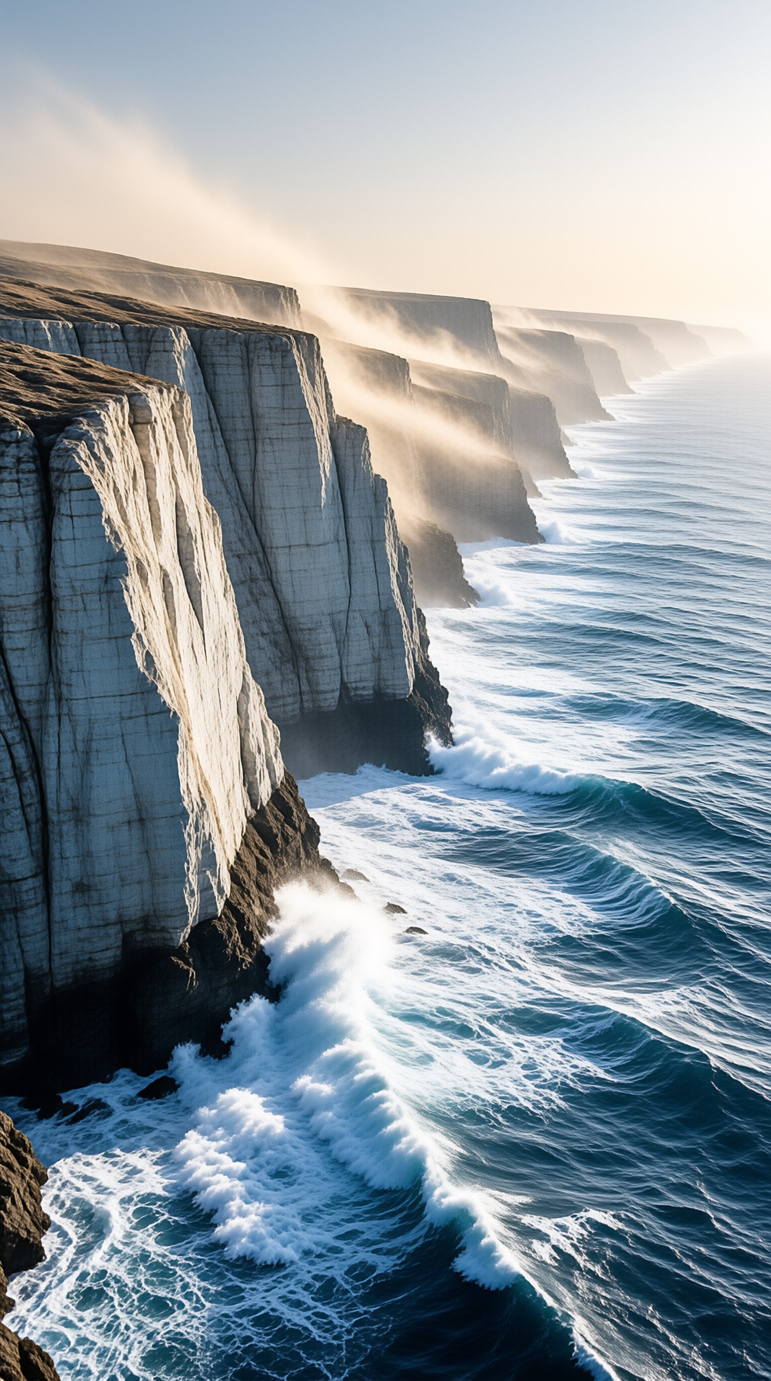 Sunlit White Coastal Cliffs