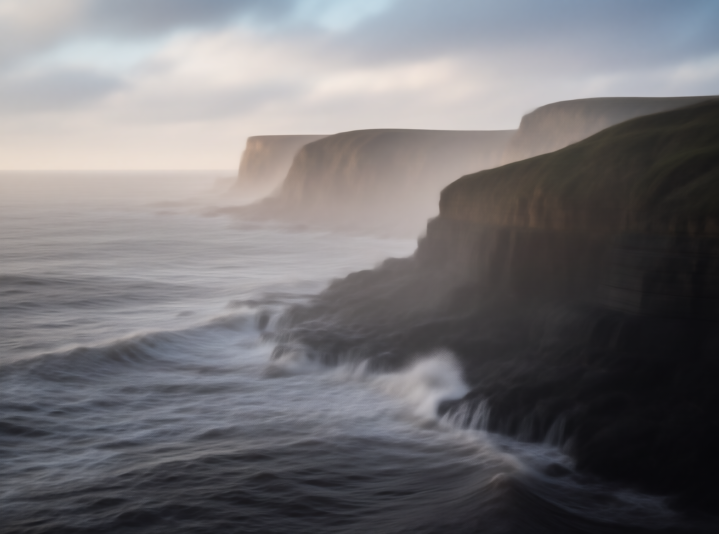 Misty Coastal Cliffs