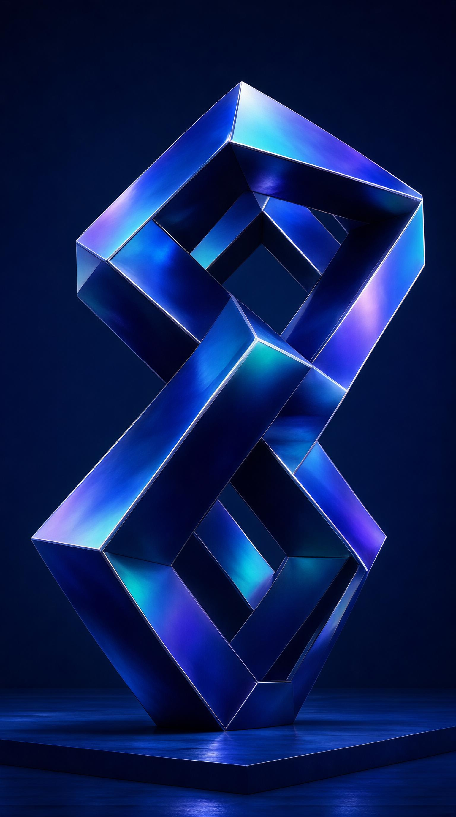 Blue Geometric Sculpture
