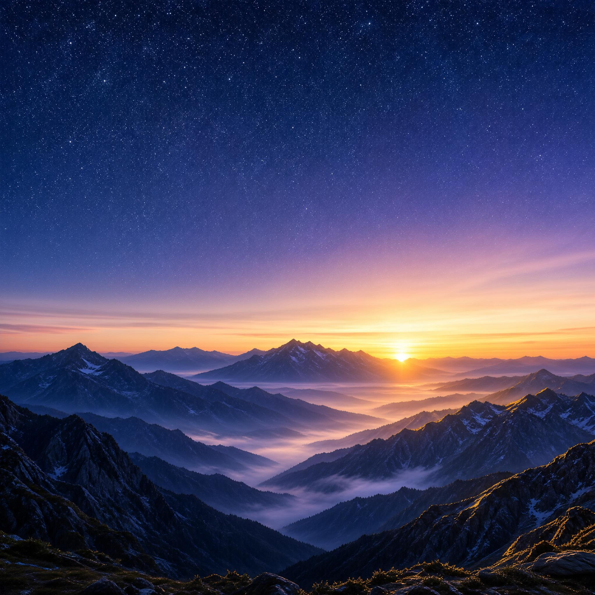 Sunrise Over Mountain Range