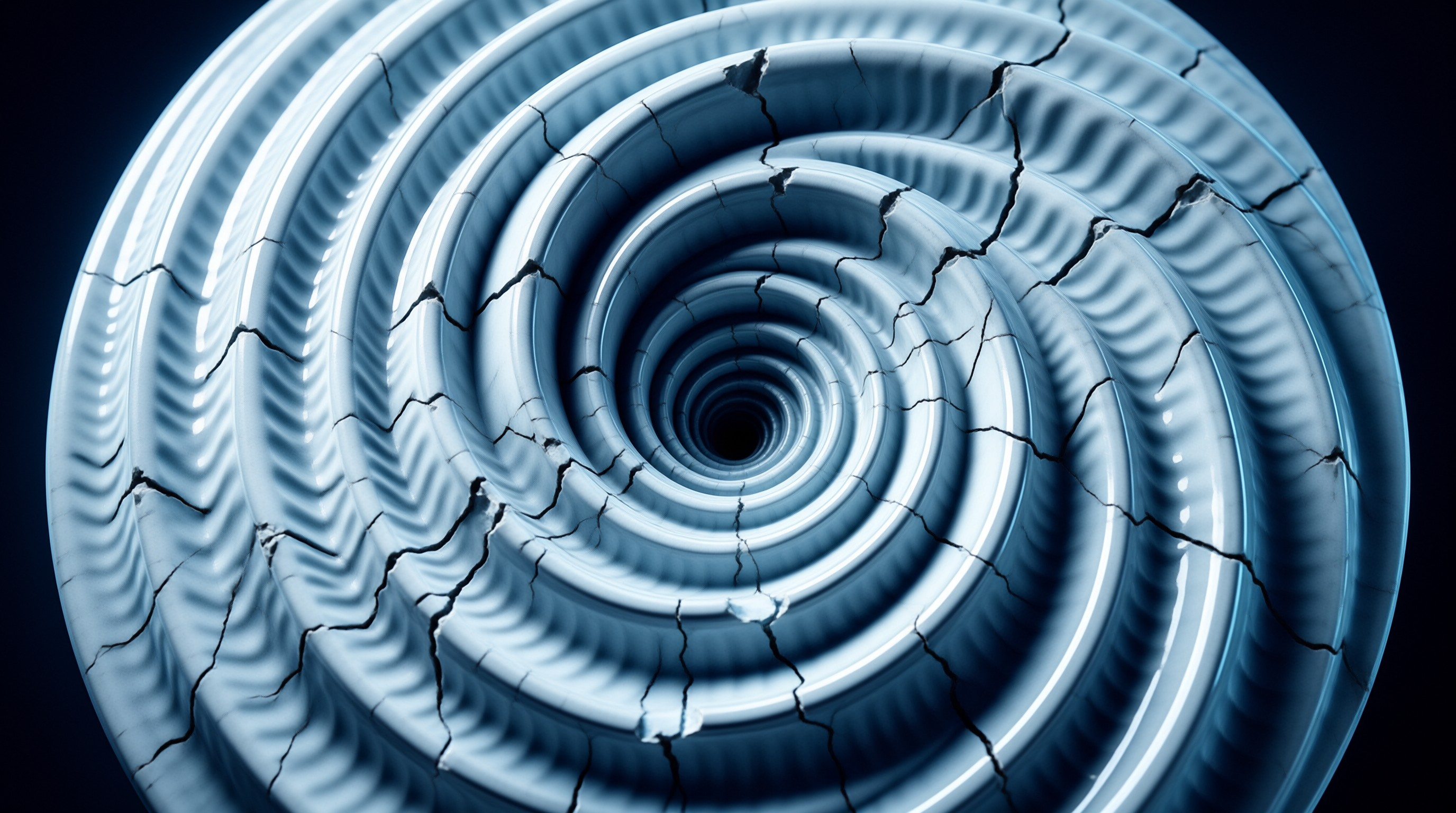 Cracked Porcelain Spiral — Glazed Vortex Study
