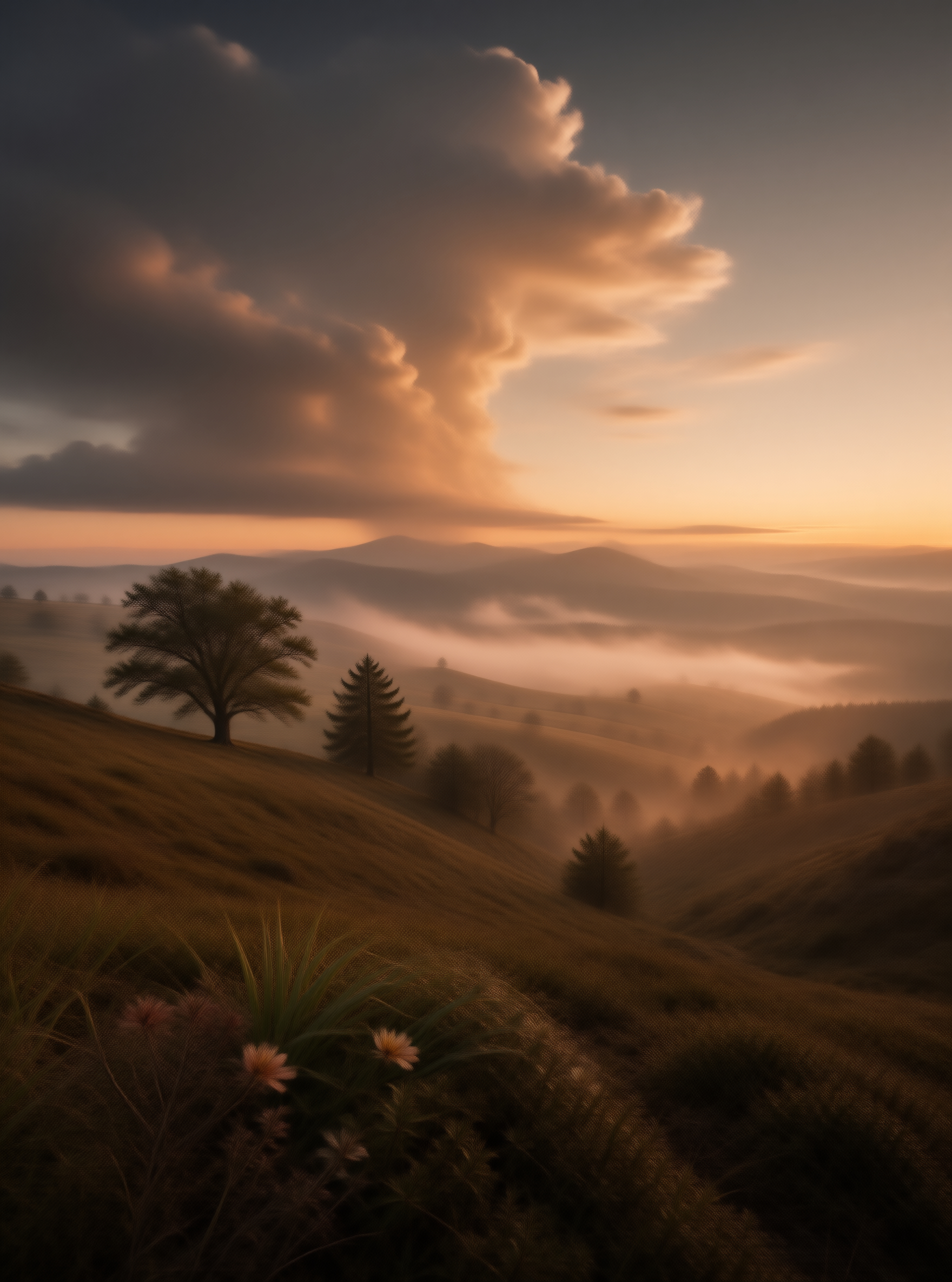 Misty Hills at Sunrise