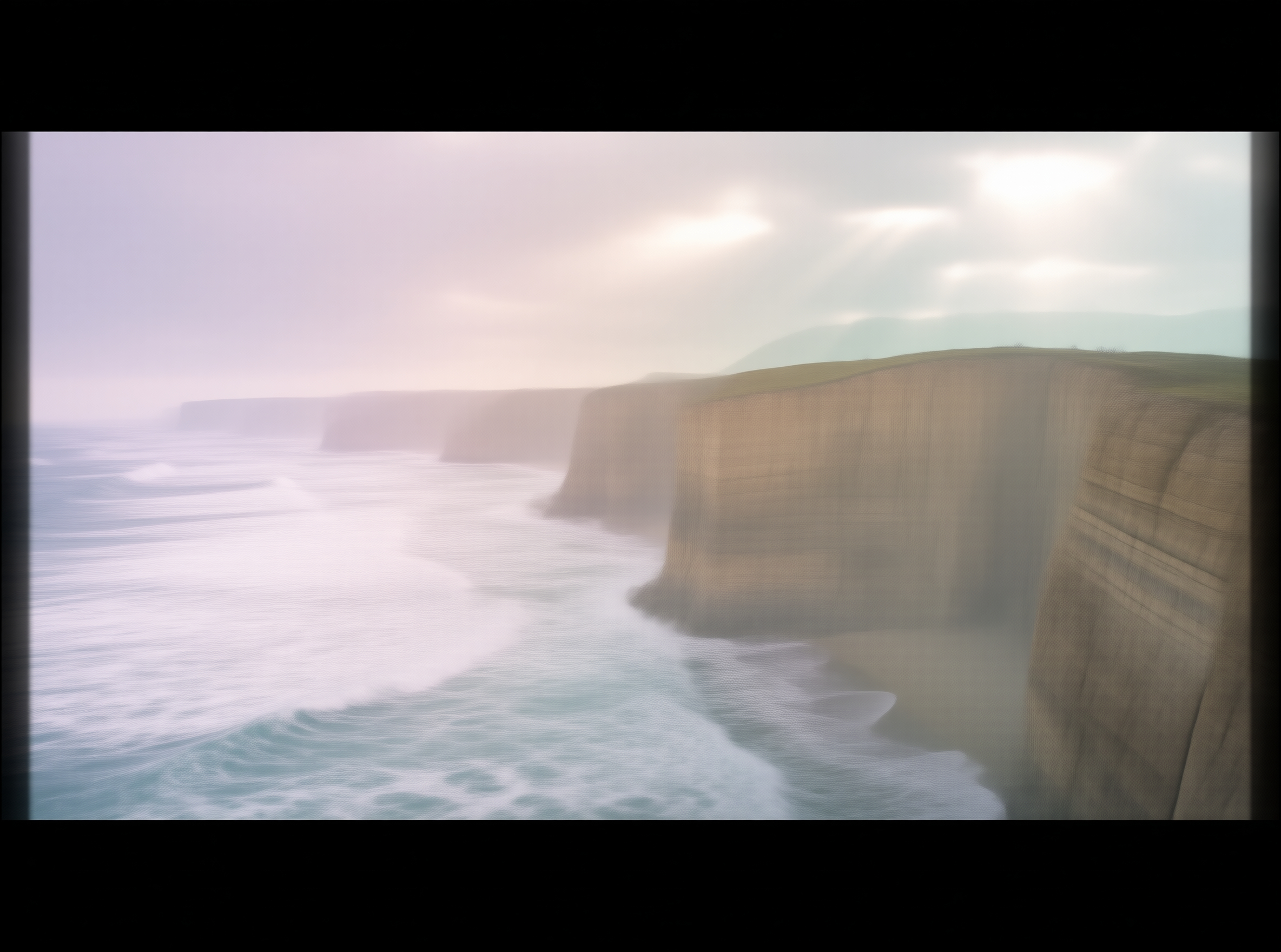 Misty Coastal Cliffs