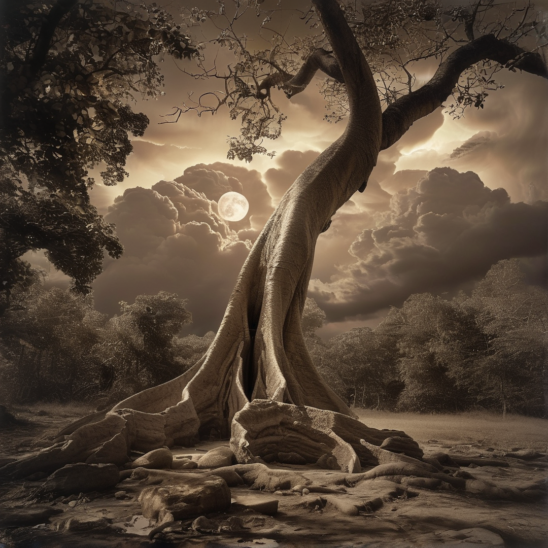 Ancient Tree Under Moonlight