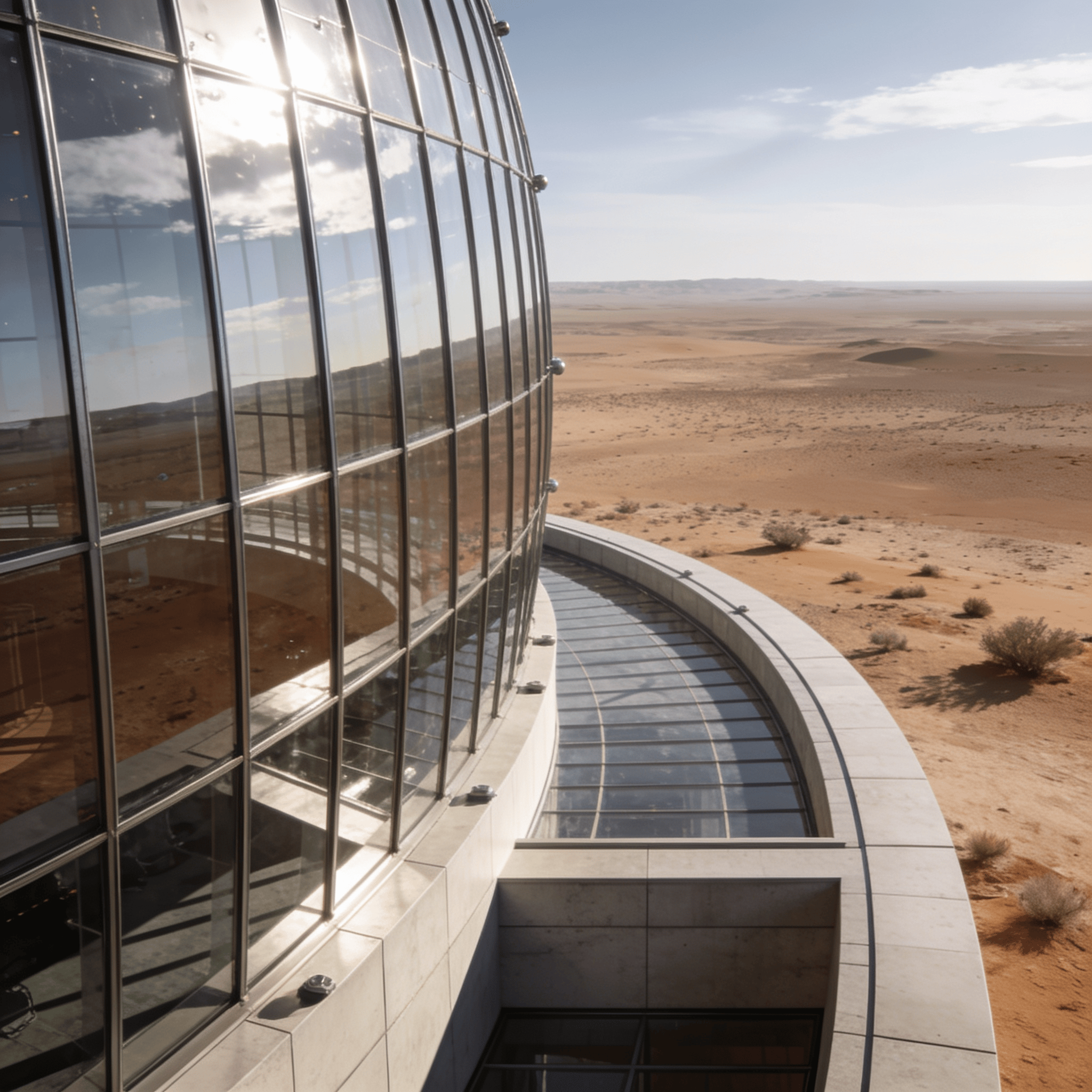 Observatory with Glass Curtain Wall — Desert Plain