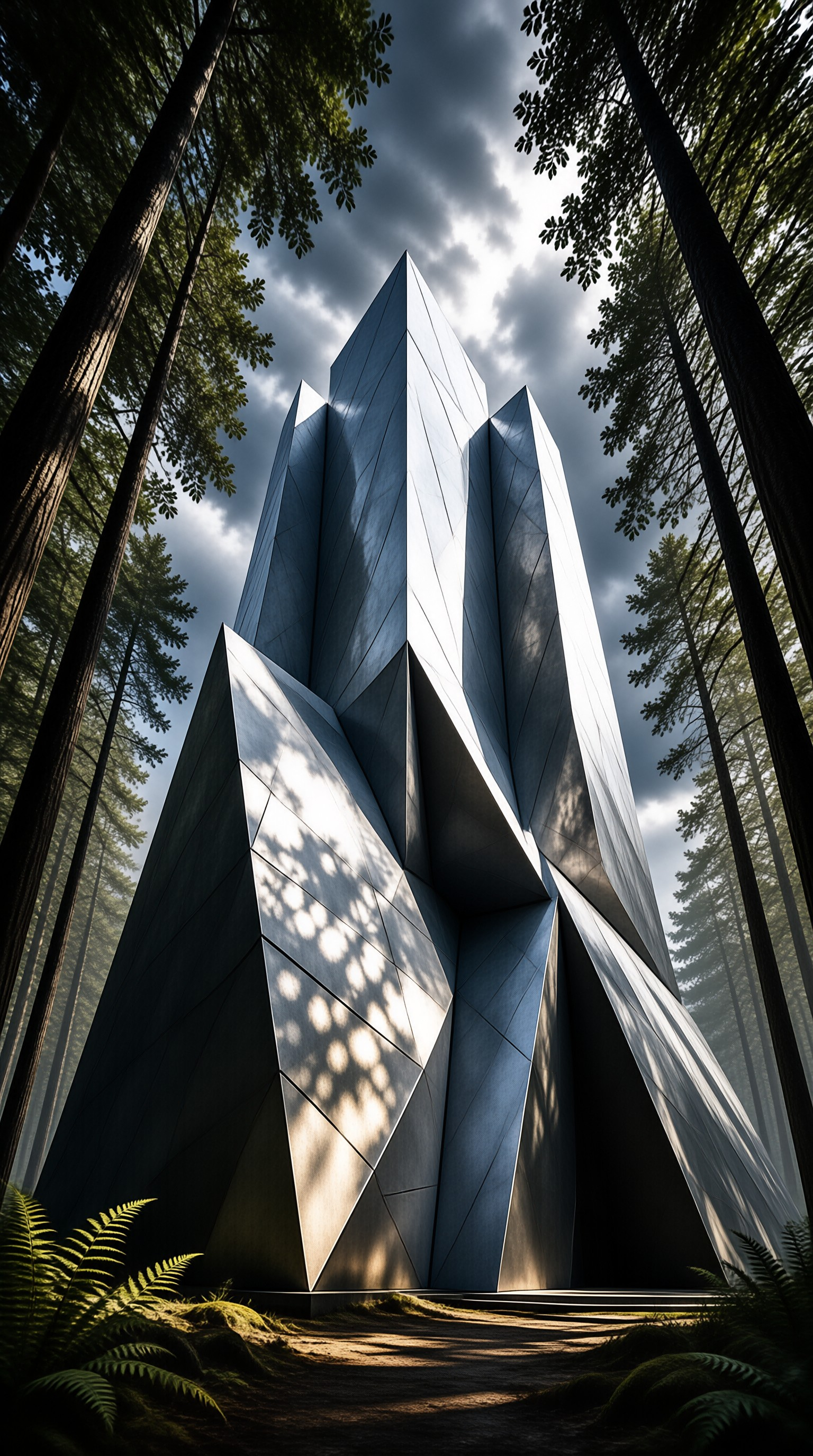 Futuristic Monolith in Forest