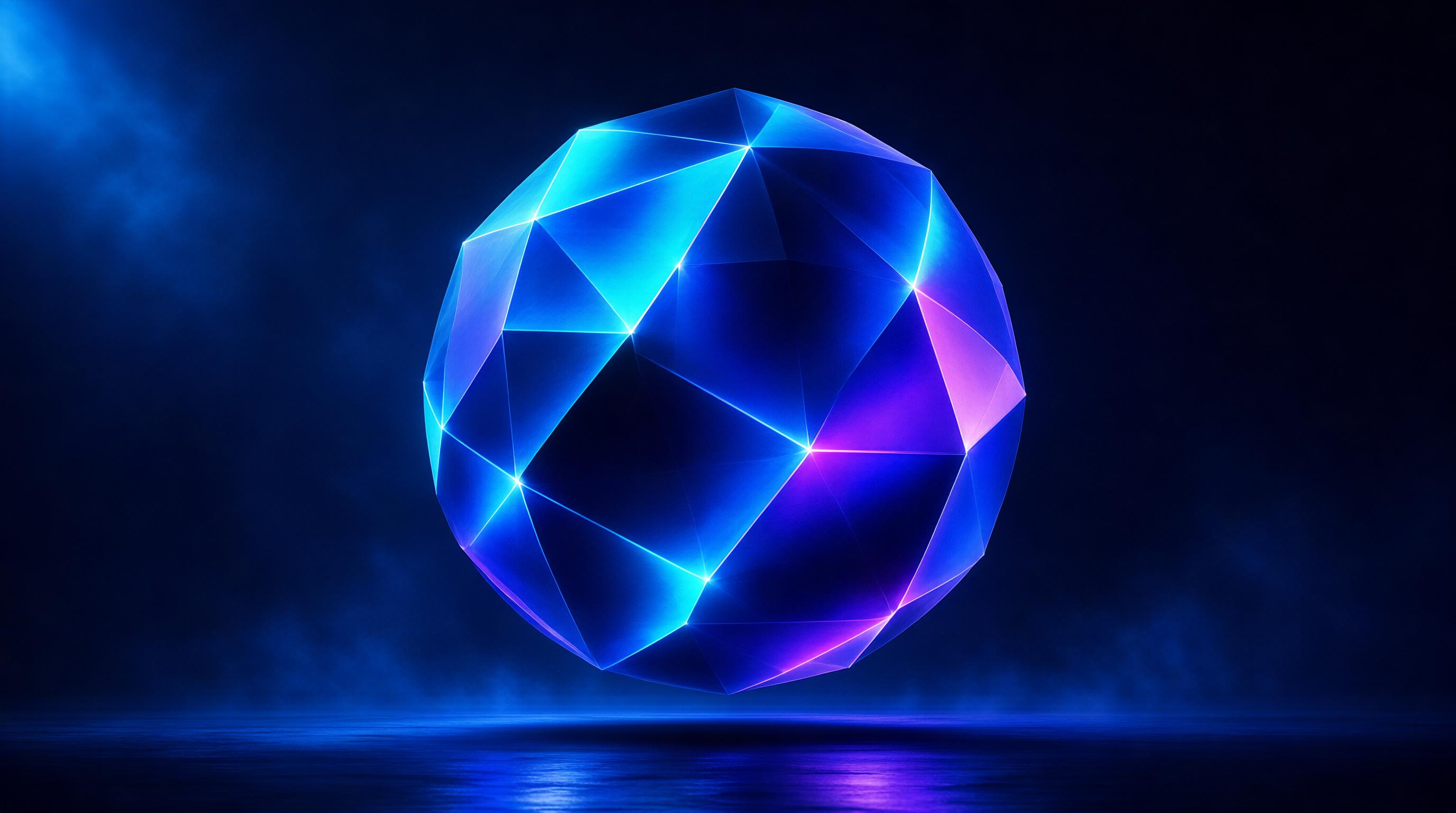 Glowing Blue Polyhedron