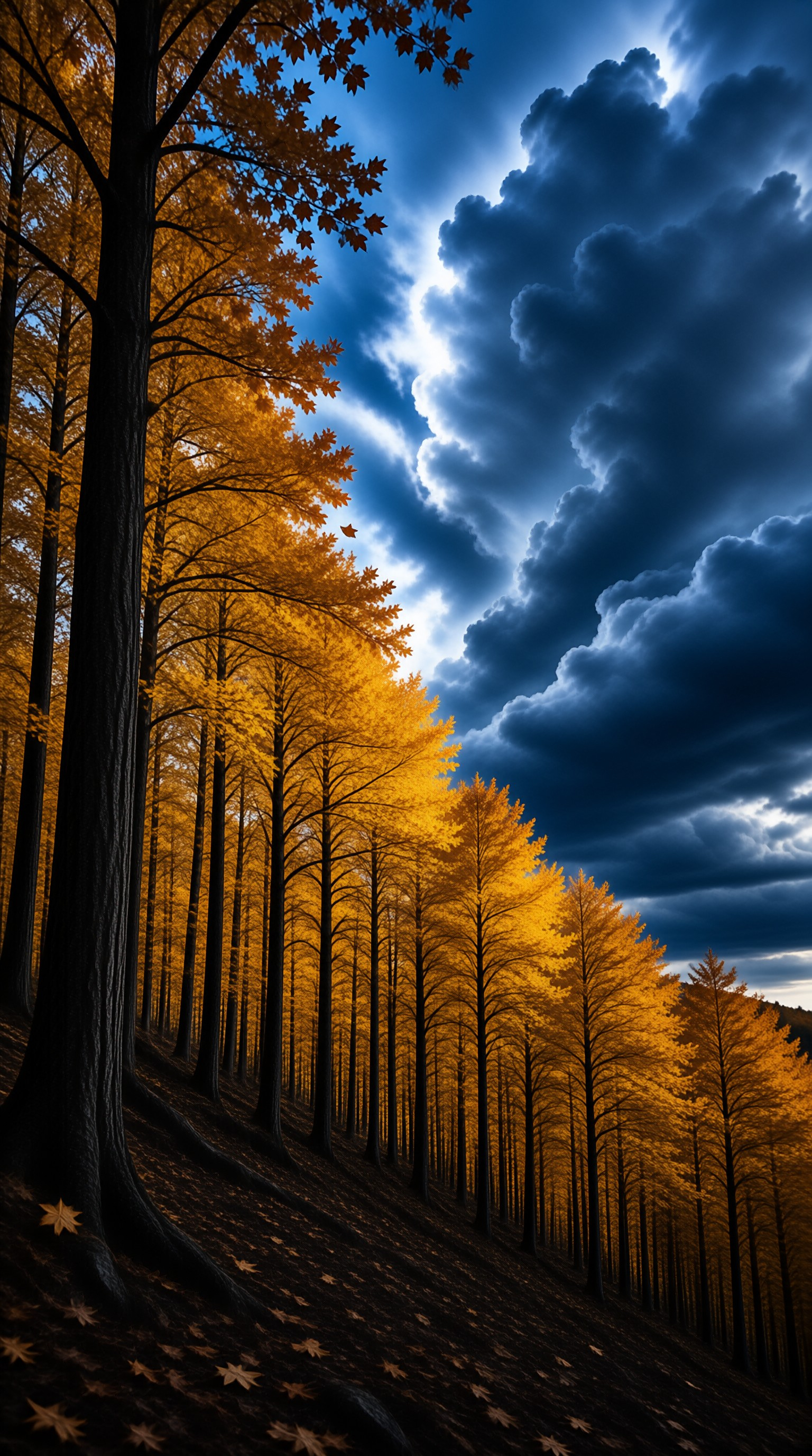 Golden Autumn Forest Sky