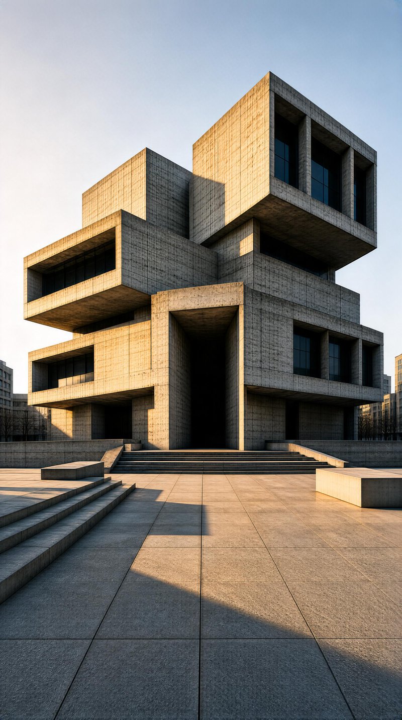 Modern Concrete Cubic Building