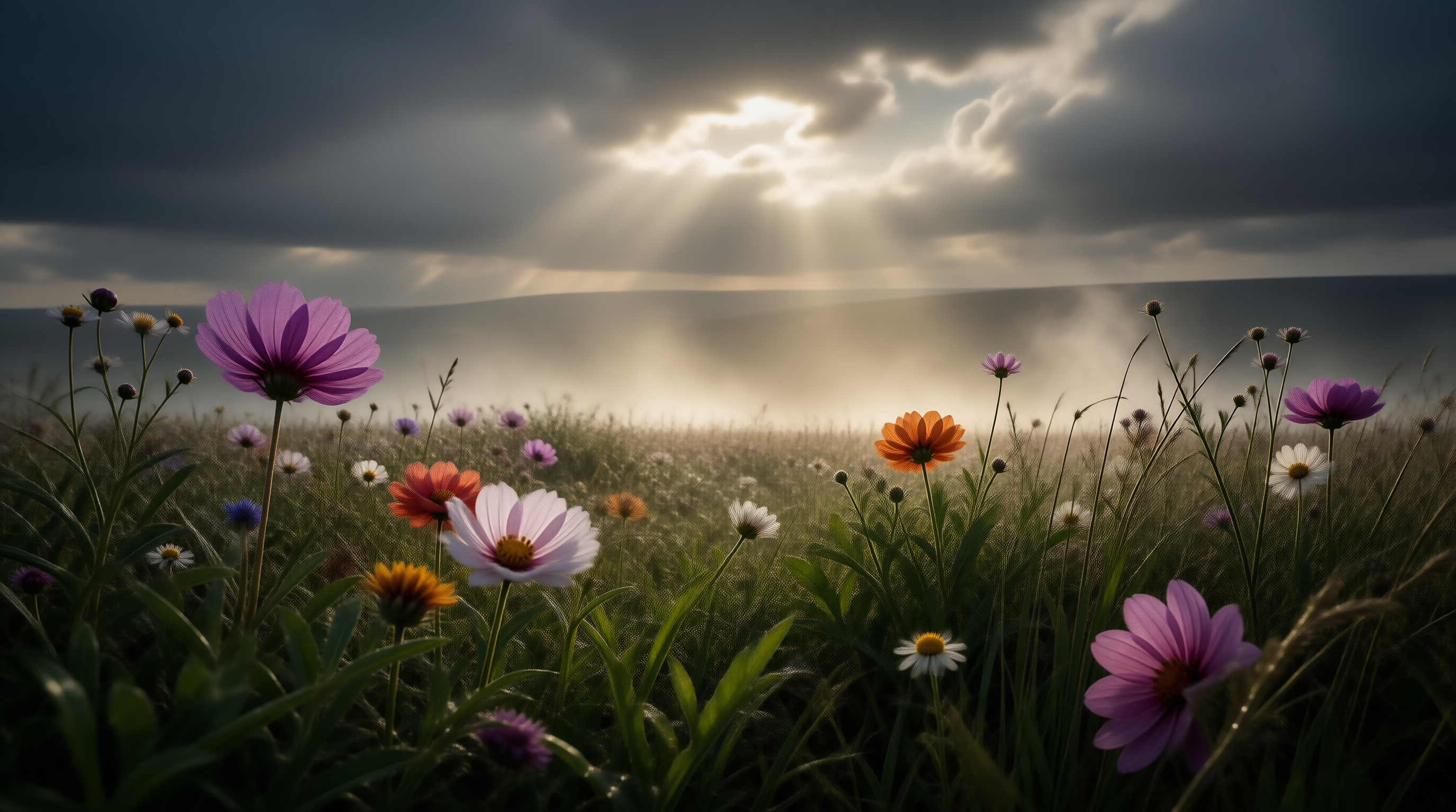 Wildflowers in Dramatic Sunlight