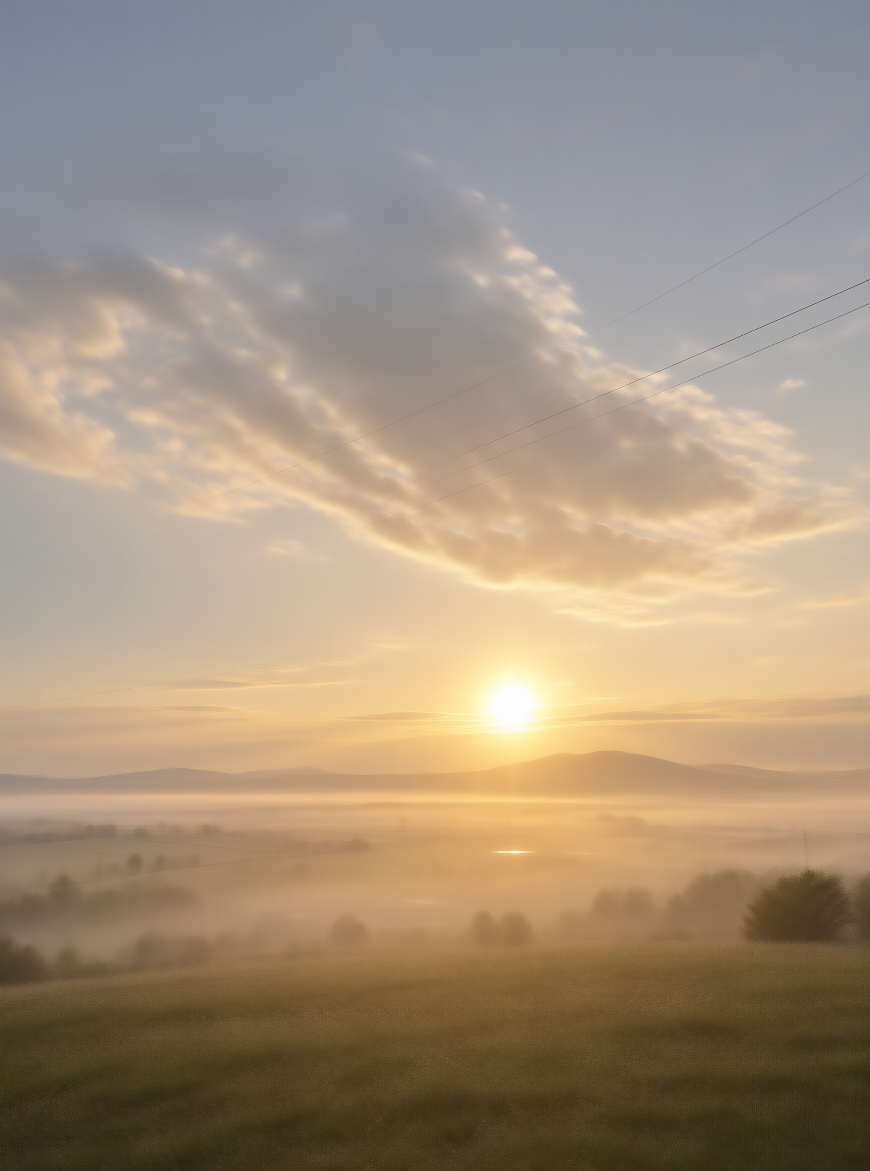 Misty Sunrise Over Hills