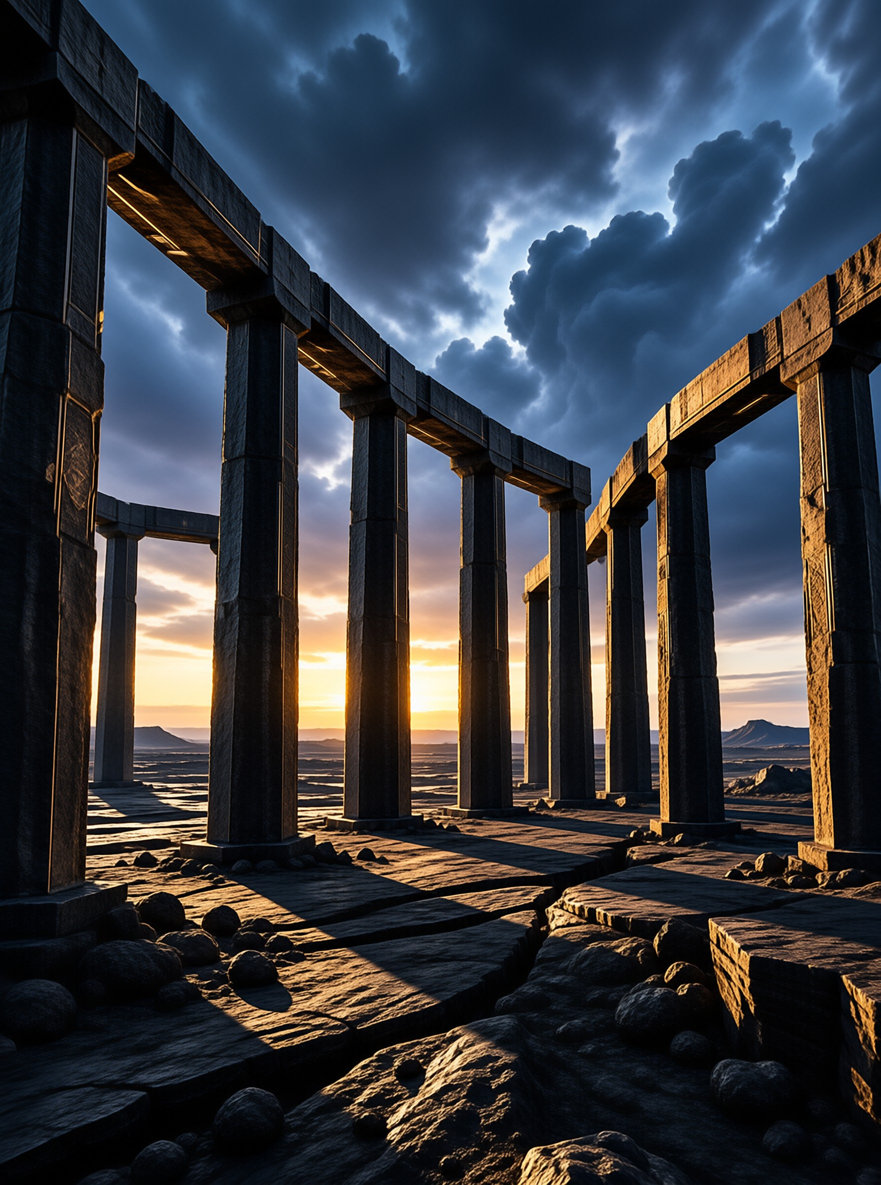 Ancient Ruins at Sunset