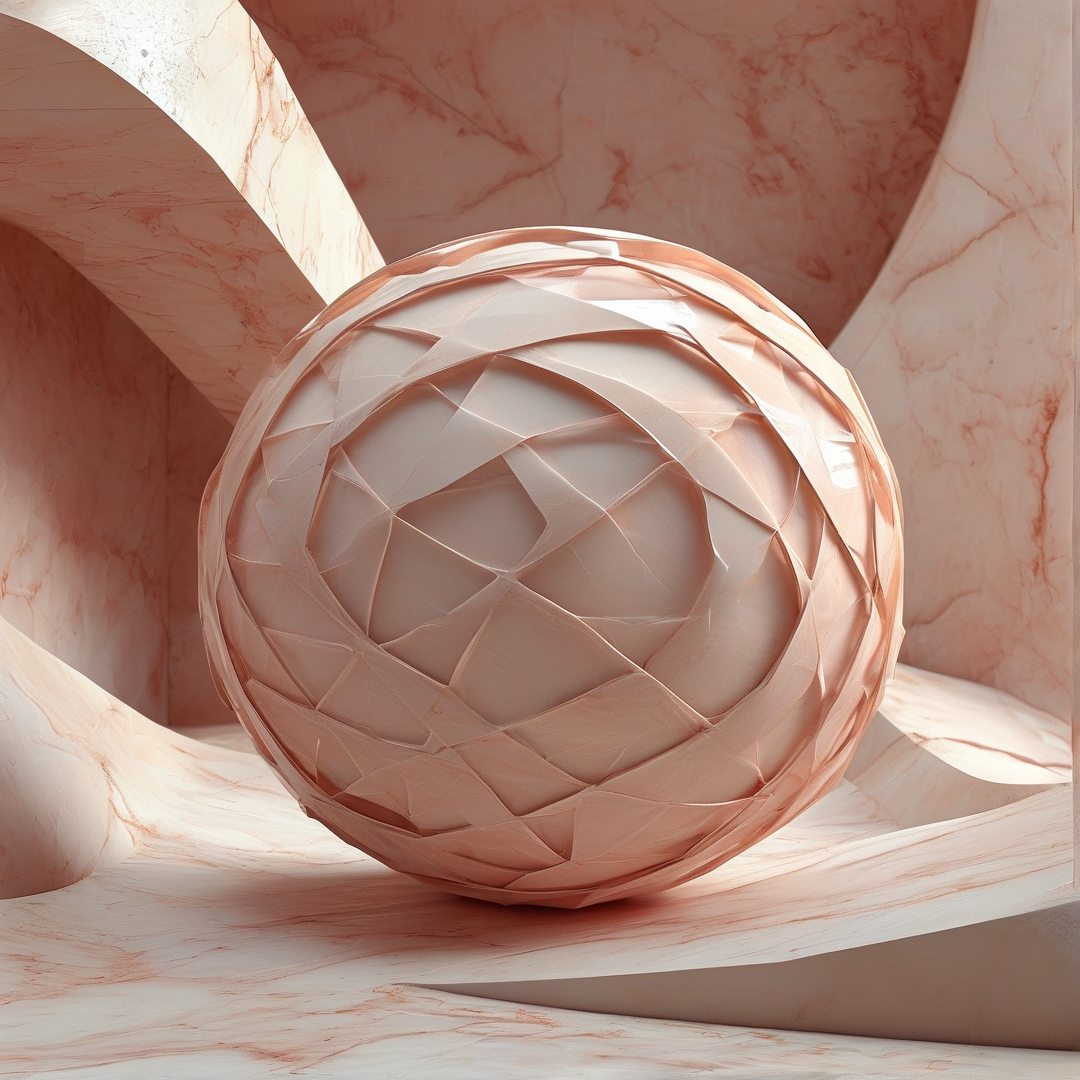 Faceted Blush Marble Sphere