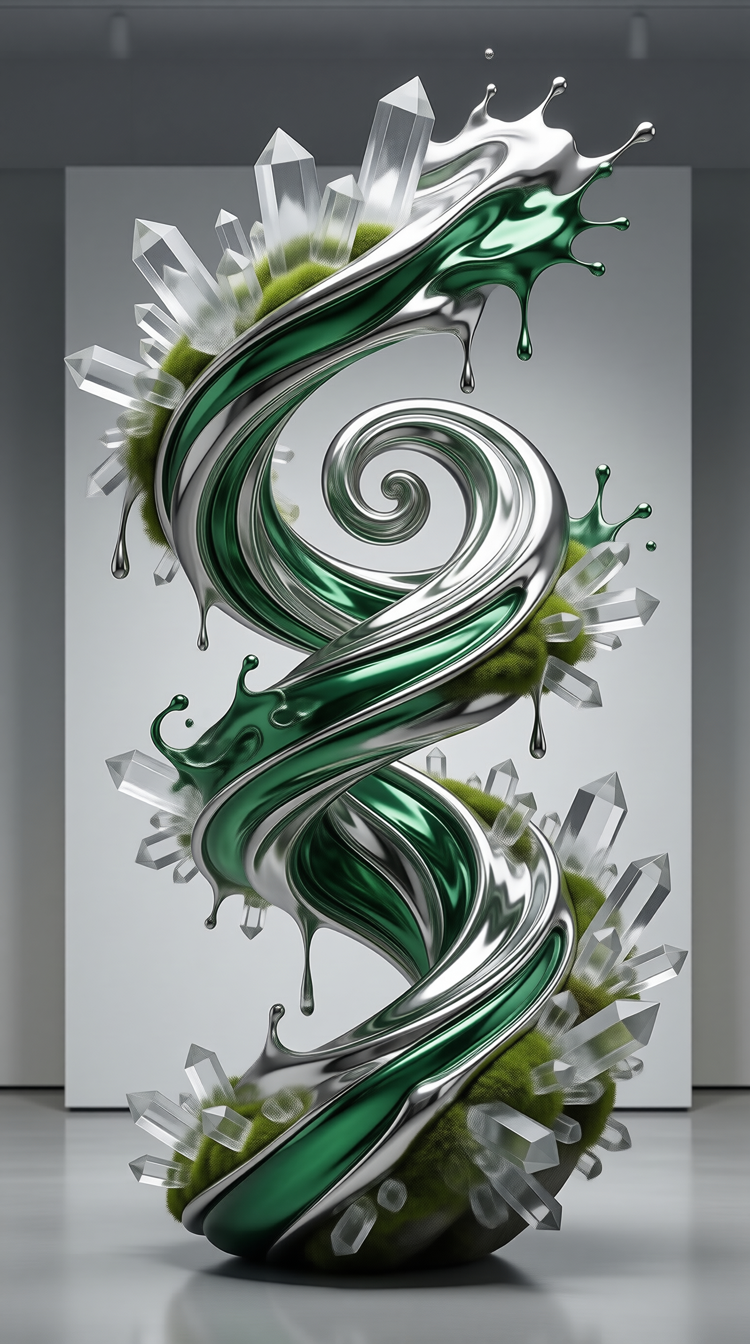 Spiral Chrome and Crystal Art