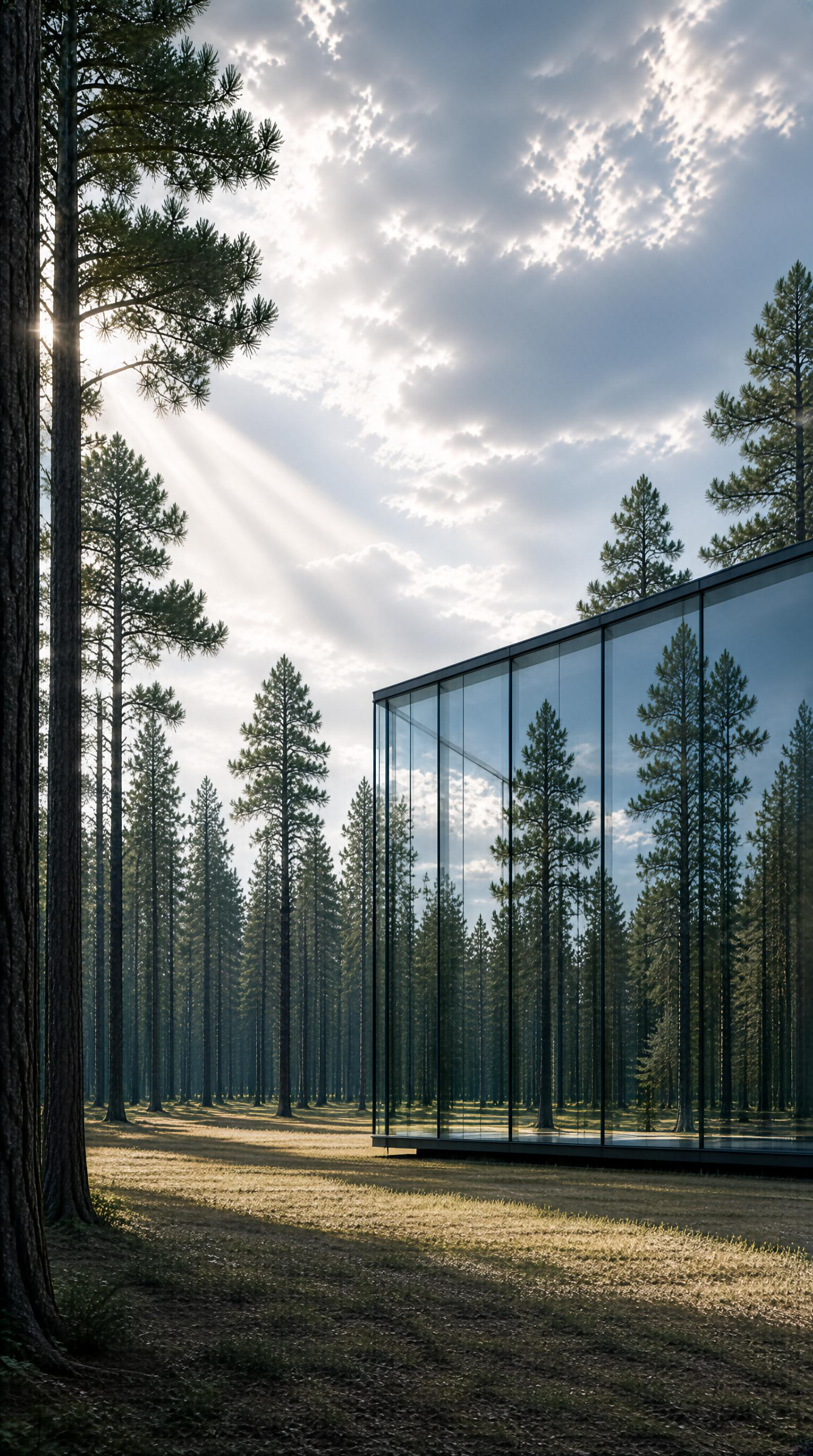 Glass House in Forest