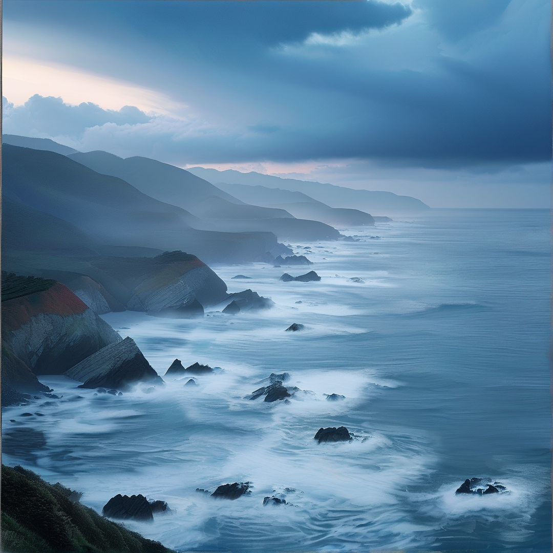Coastal Cliffs at Dusk