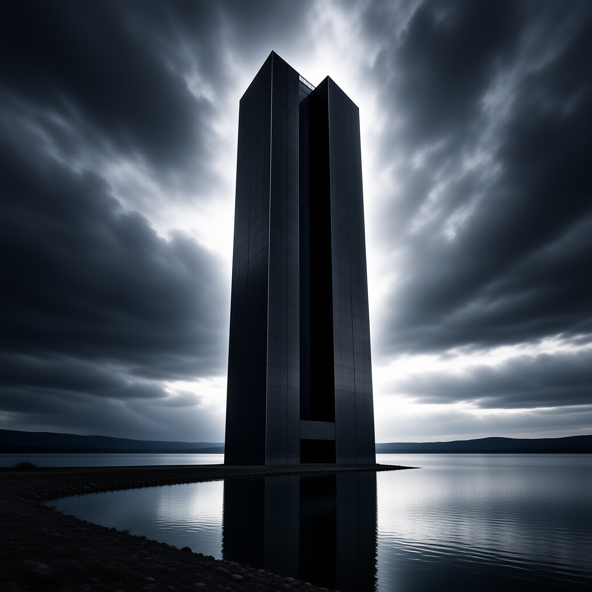 Monolithic Tower at Dusk