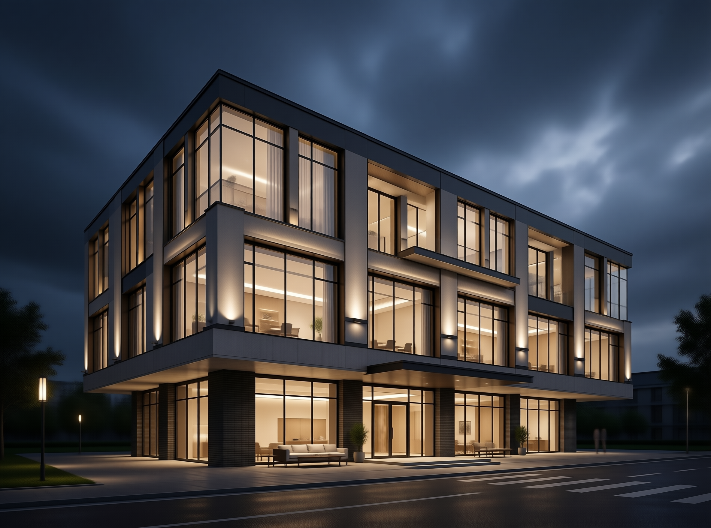 Modern Building at Night