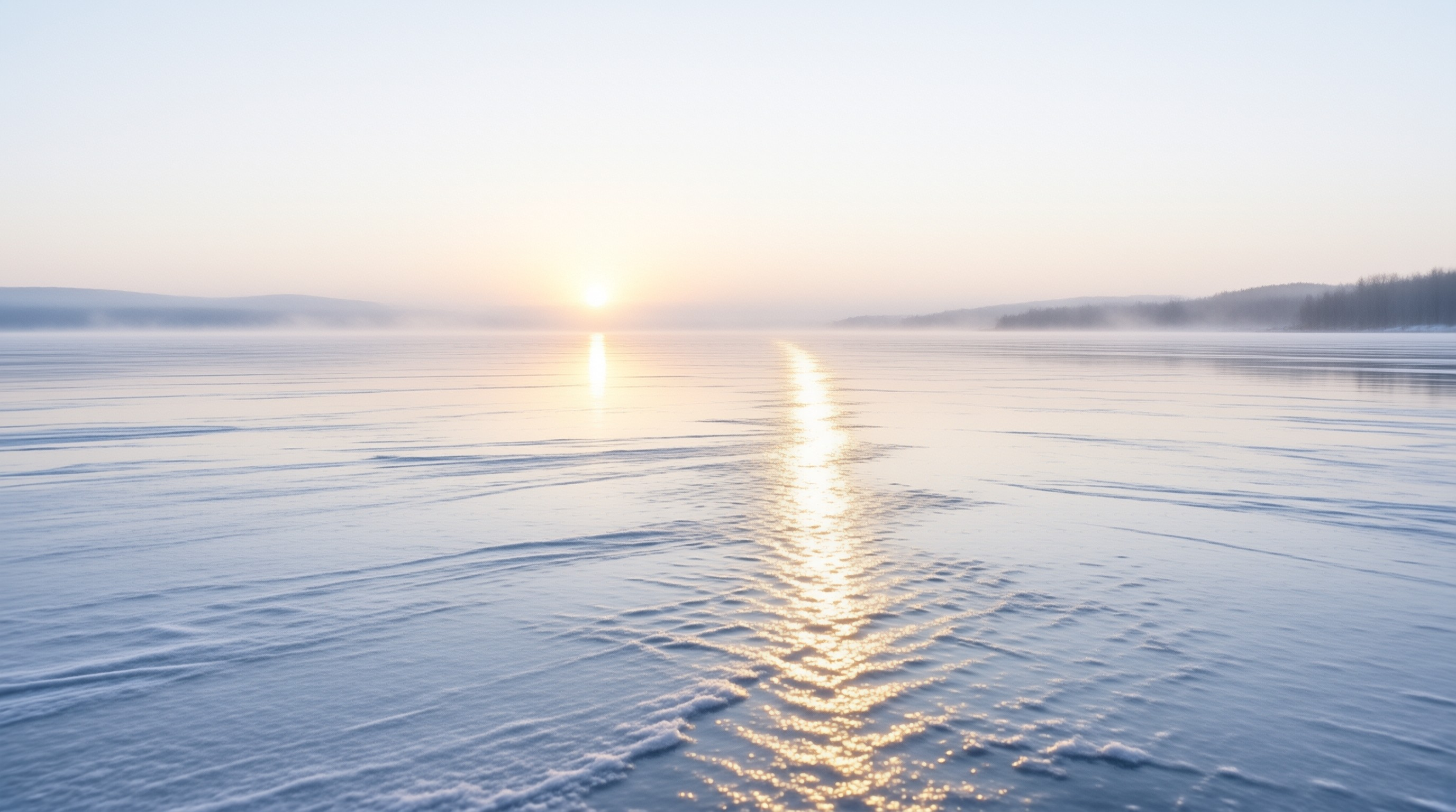 Frozen Lake Sunrise Landscape