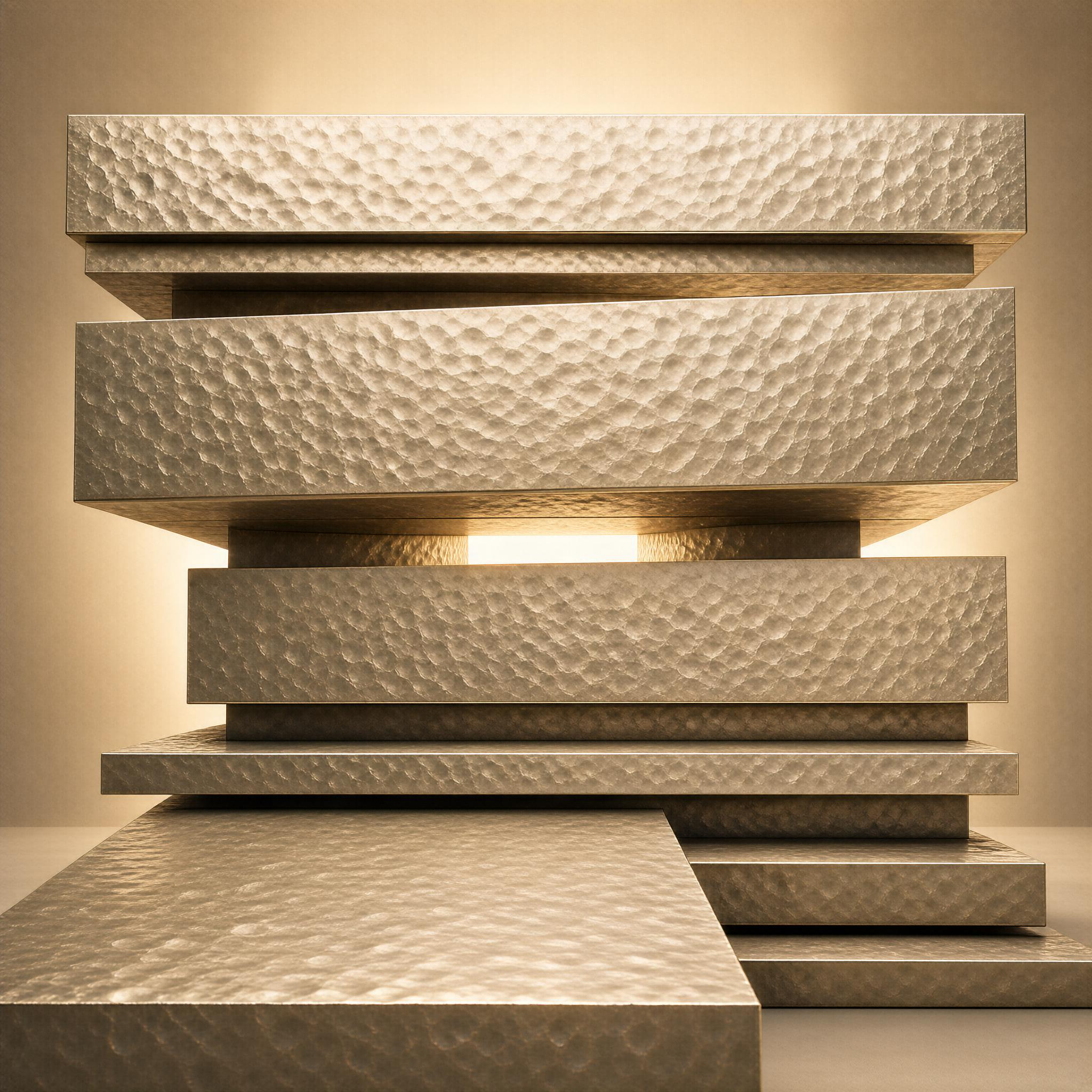 Abstract Metallic Layered Sculpture