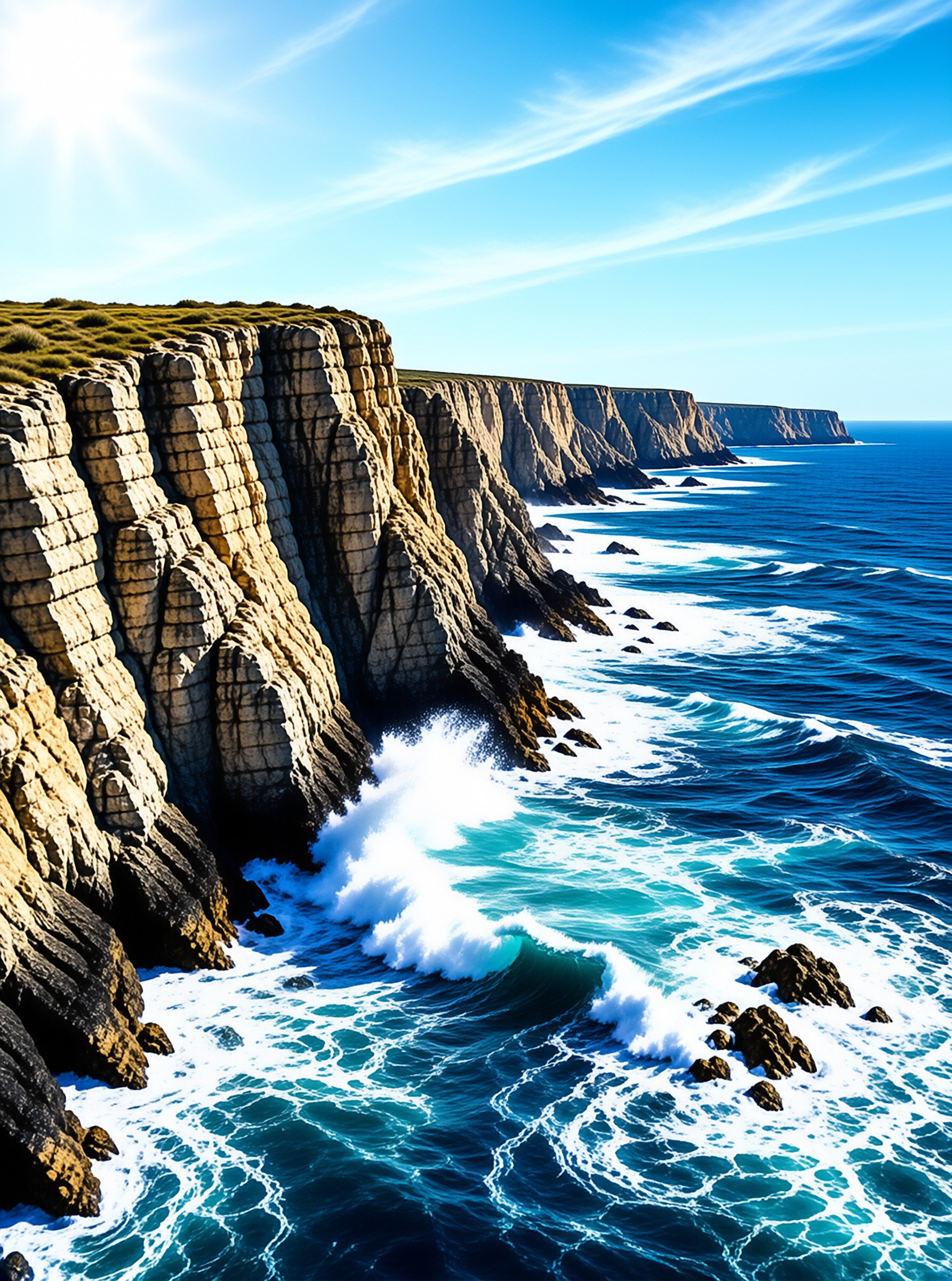 Rugged Cliffs and Blue Sea