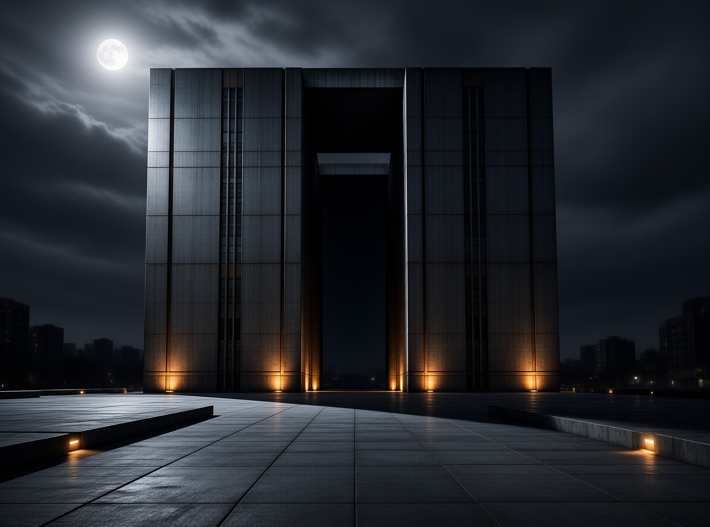 Minimalist Gate at Night