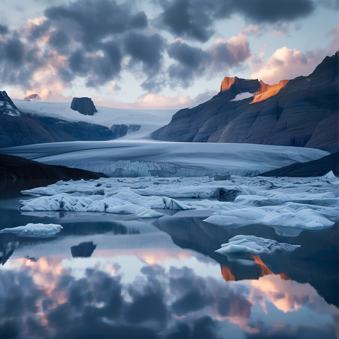 Glacial Sunset Reflection