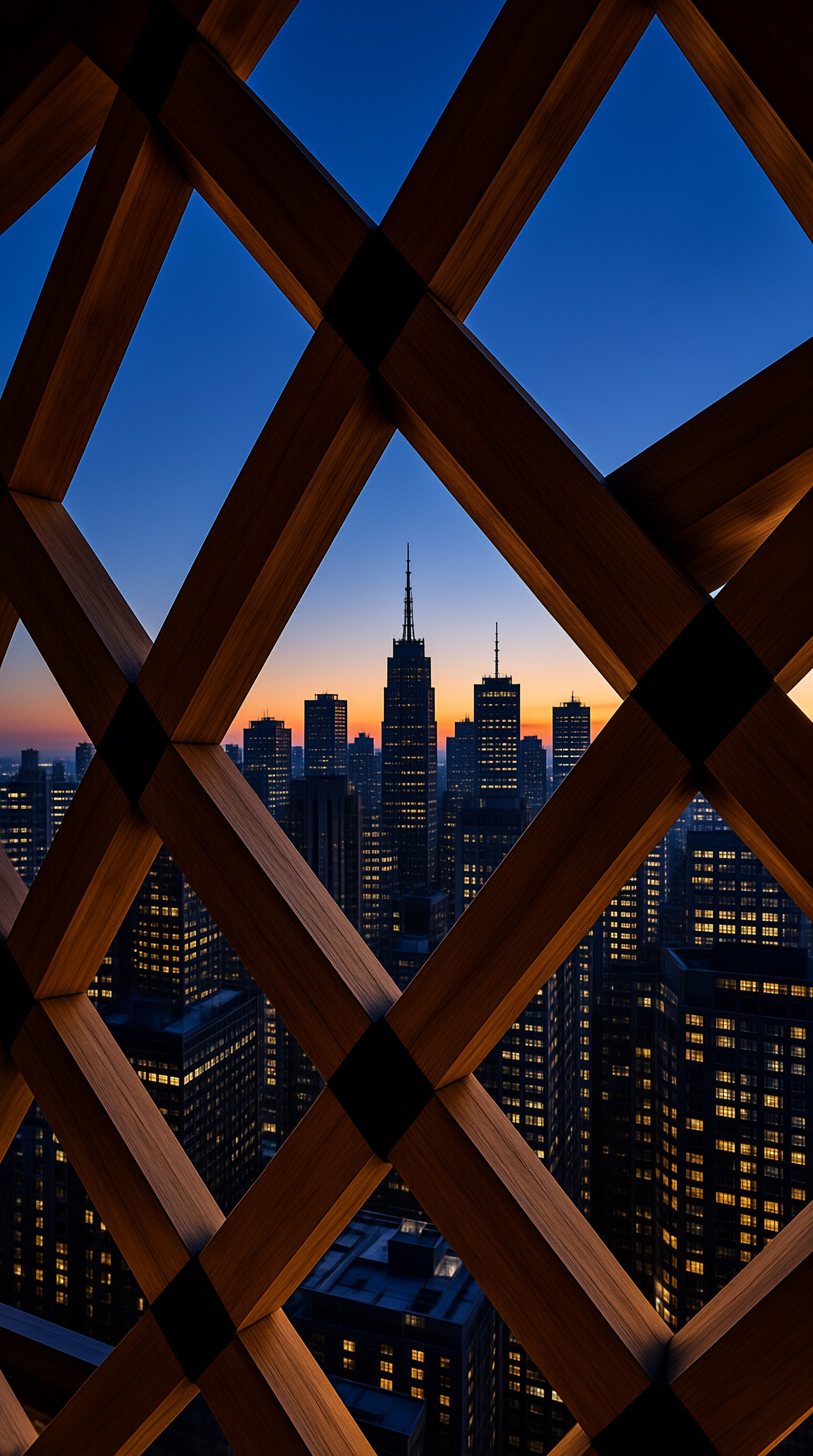 City View Through Wood Lattice