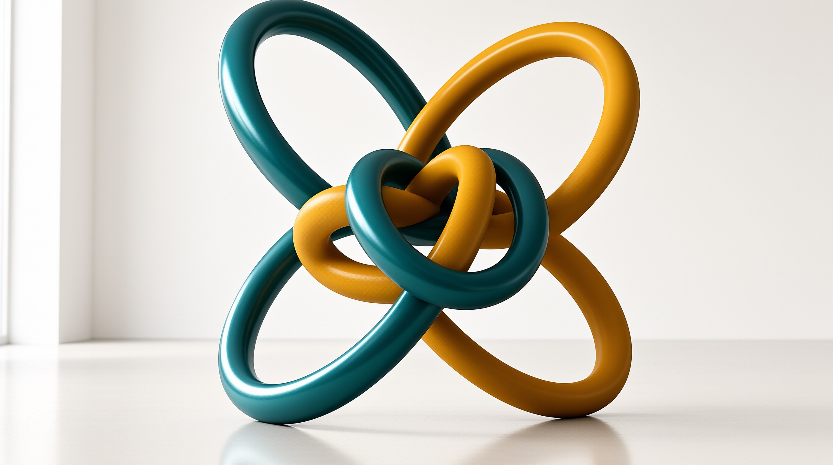 Interlocked Teal and Gold Torus