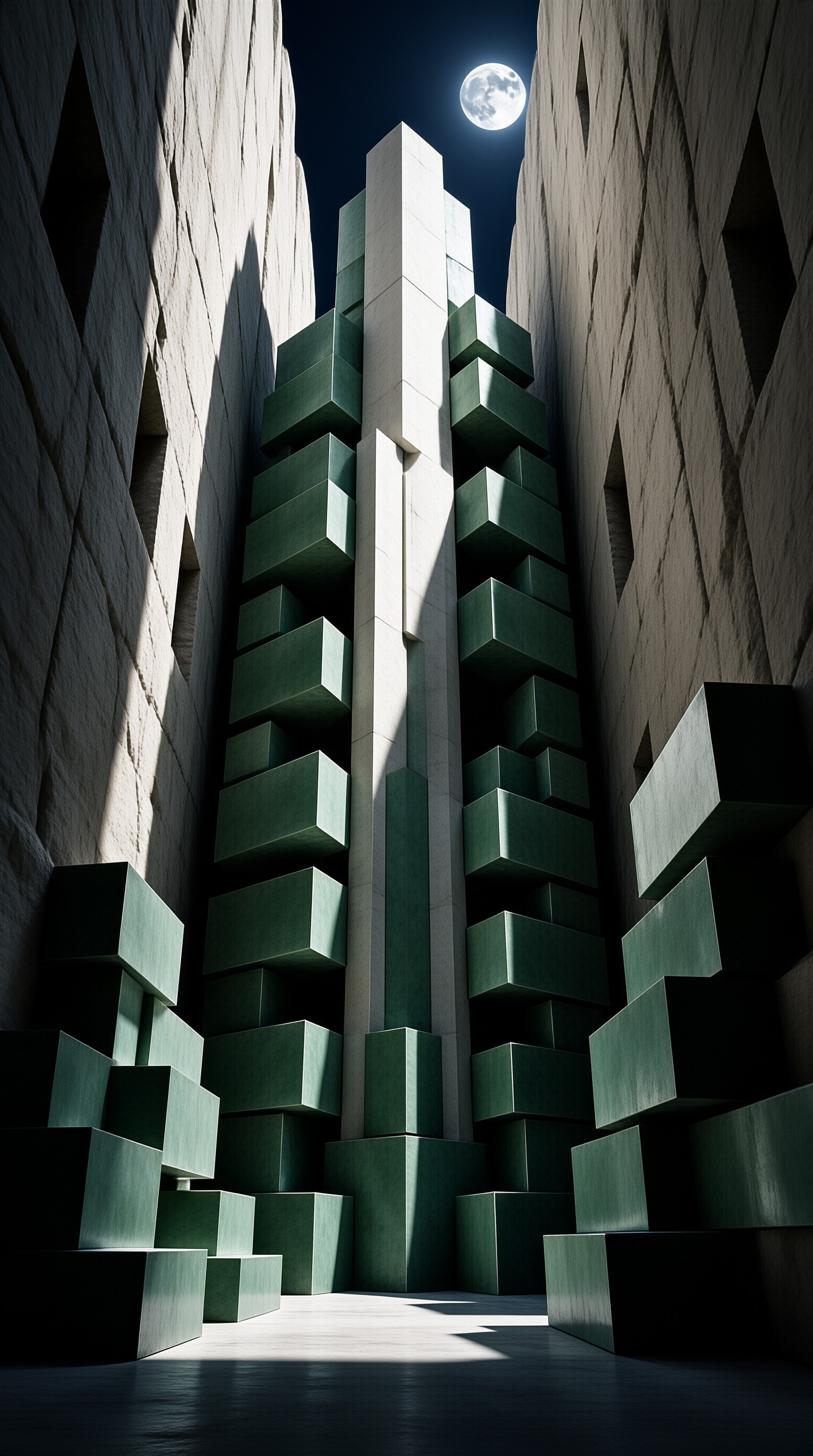 Moonlit Geometric Monument