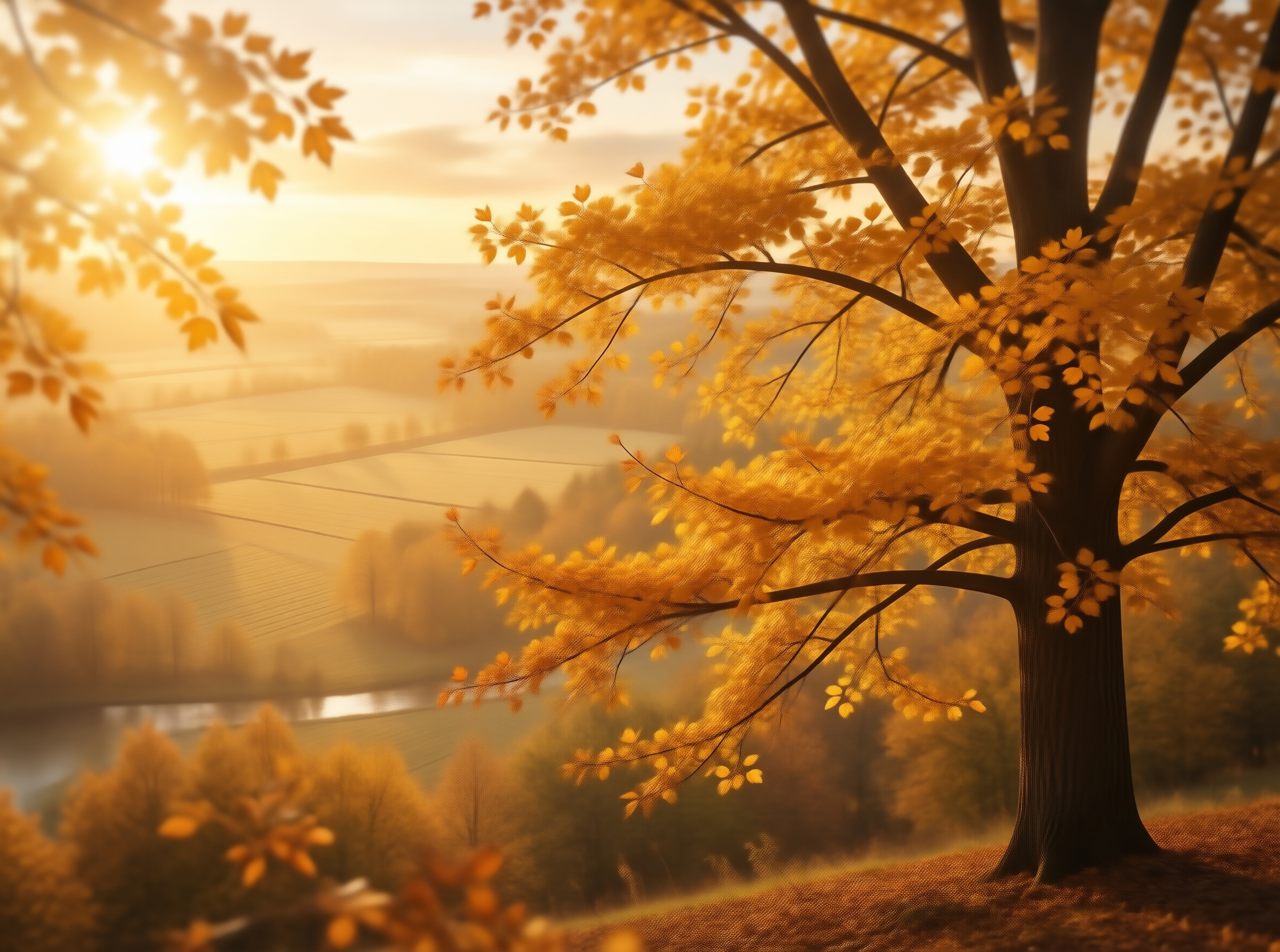 Autumn Golden Tree Landscape