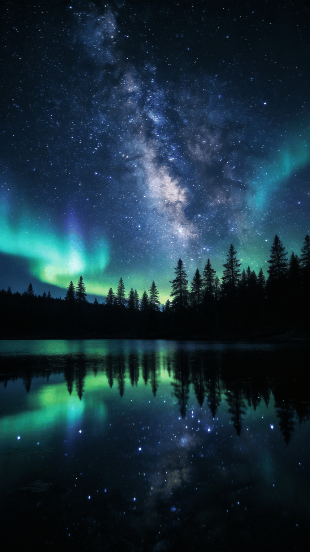 Galaxy Over Misty Mountain Silhouette