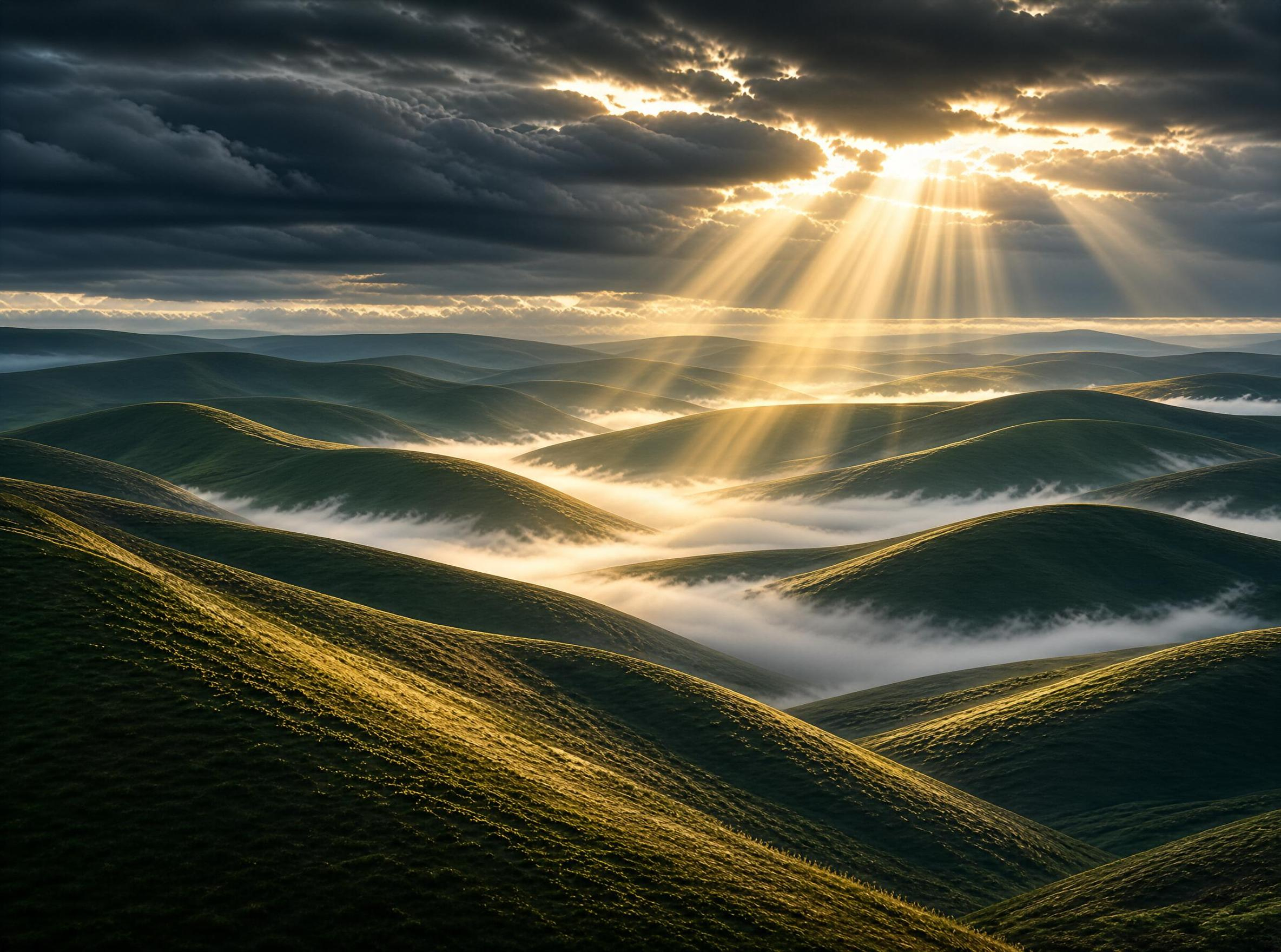 Sunbeams Over Green Hills