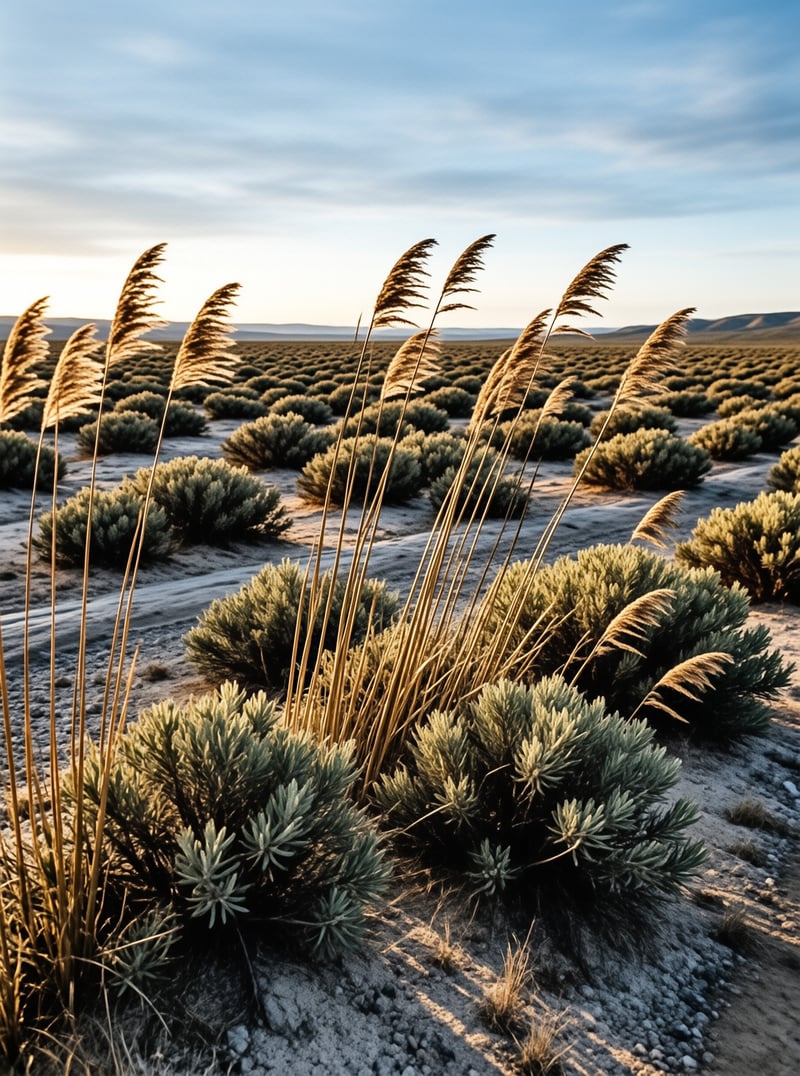 Desert Grasses at Dusk