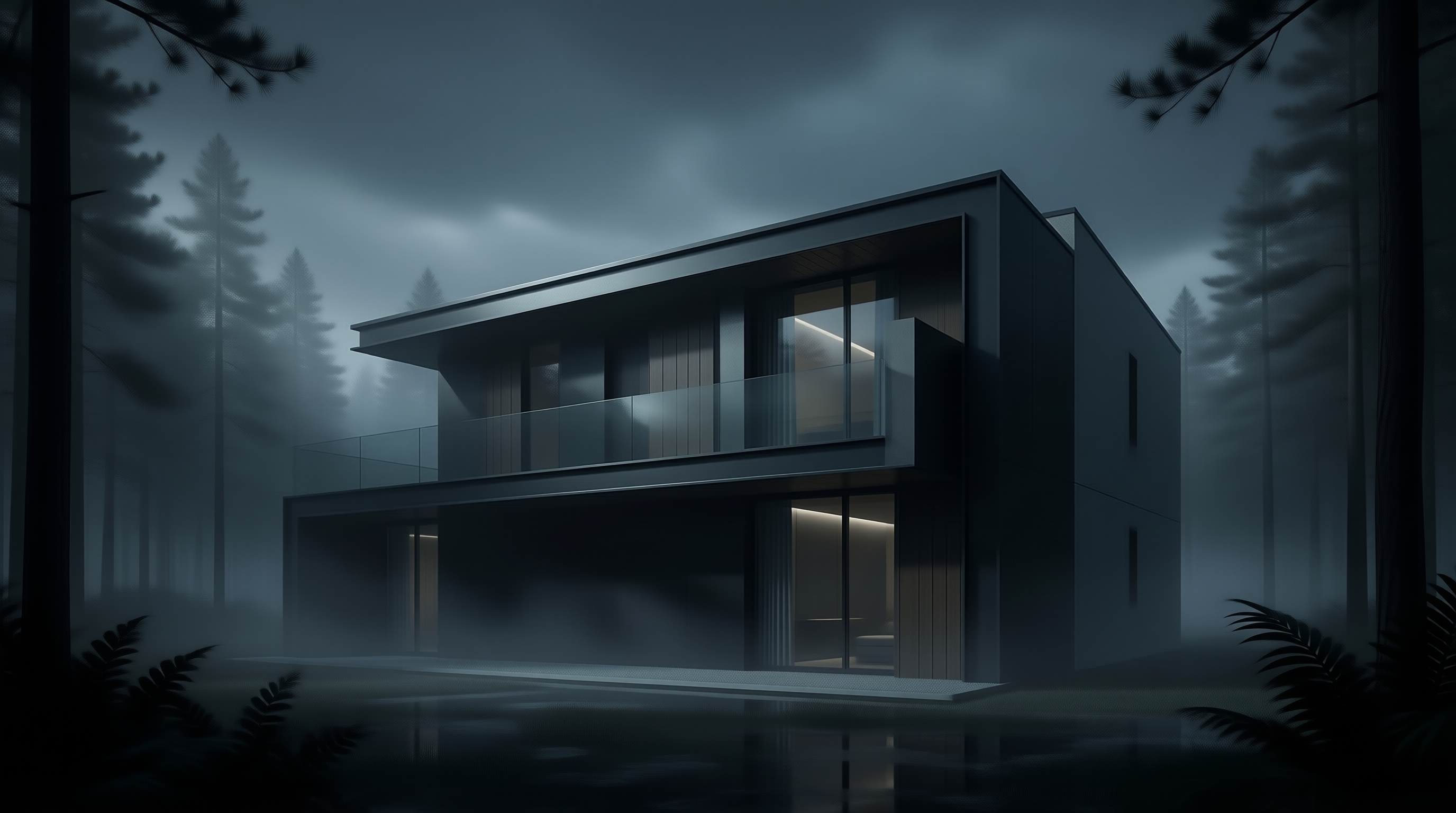 Forest House in Fog
