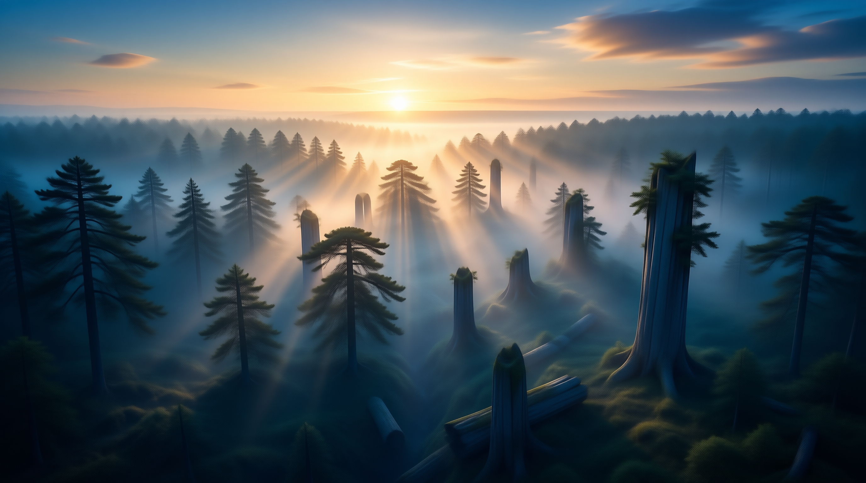 Misty Forest at Sunrise
